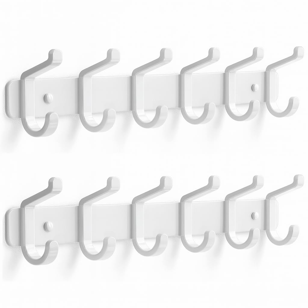 pickpiff Coat Rack Wall Mounted Heavy-Duty: Metal Coat Hanger 6 Hooks for Hanging Hat, Clothes, Robe, Keys, Backpack, Bathroom Towels, Jacket, Purse - Closet, Door, Entryway, Mudroom (Black, 1 Pack)