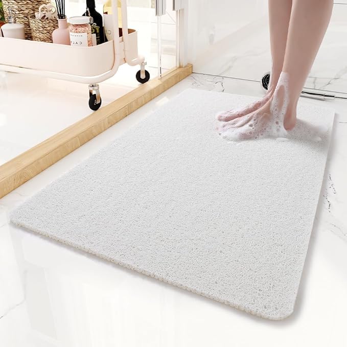Non-Slip Bathtub Mat, 16x24 Inch, Shower Mats for Bath Tub, PVC Loofah Bathroom Mats for Wet Areas, Quick Drying Foot Scrubber Mat