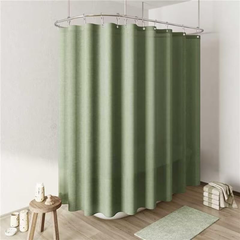 Naturoom Natural Linen Shower Curtain, Country Boho Farmhouse Bath Decor Beige Shower Curtains for Bathroom Neutral Cloth Weighted Textured Fabric Bath Curtain Liner with Hooks, Cream, 72 Inch