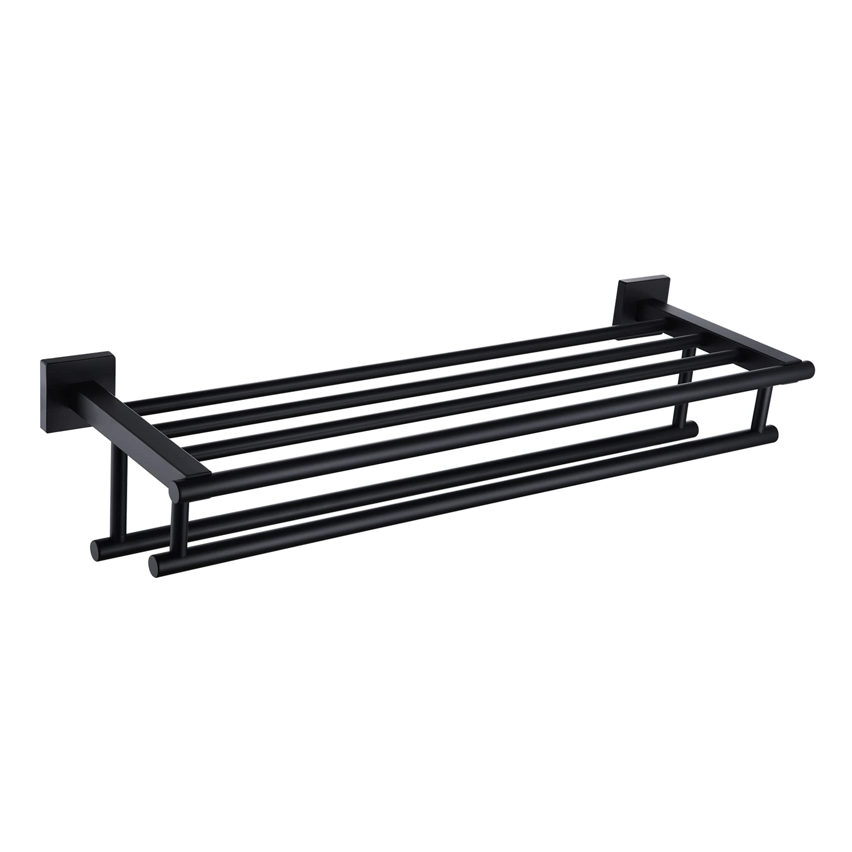 KOKOSIRI 20 Inch Towel Rail Towel Shelf with Double Towel Bars Bathroom Towel Rack Towel Holder Wall Mounted SUS 304 Stainless Steel, Brushed Nickel, B6005BR-L20