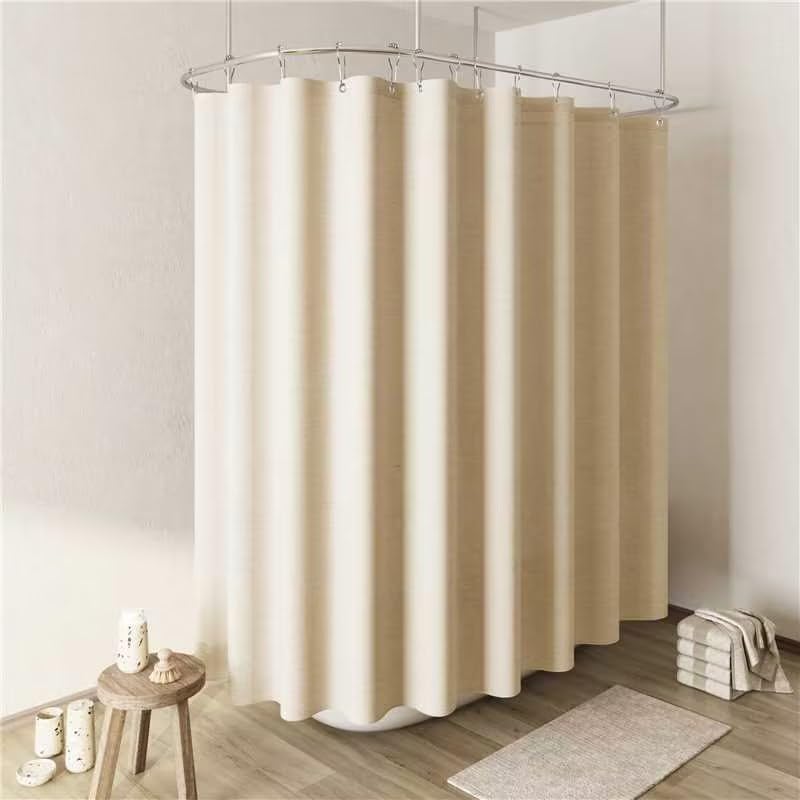 Naturoom Natural Linen Shower Curtain, Country Boho Farmhouse Bath Decor Beige Shower Curtains for Bathroom Neutral Cloth Weighted Textured Fabric Bath Curtain Liner with Hooks, Cream, 72 Inch