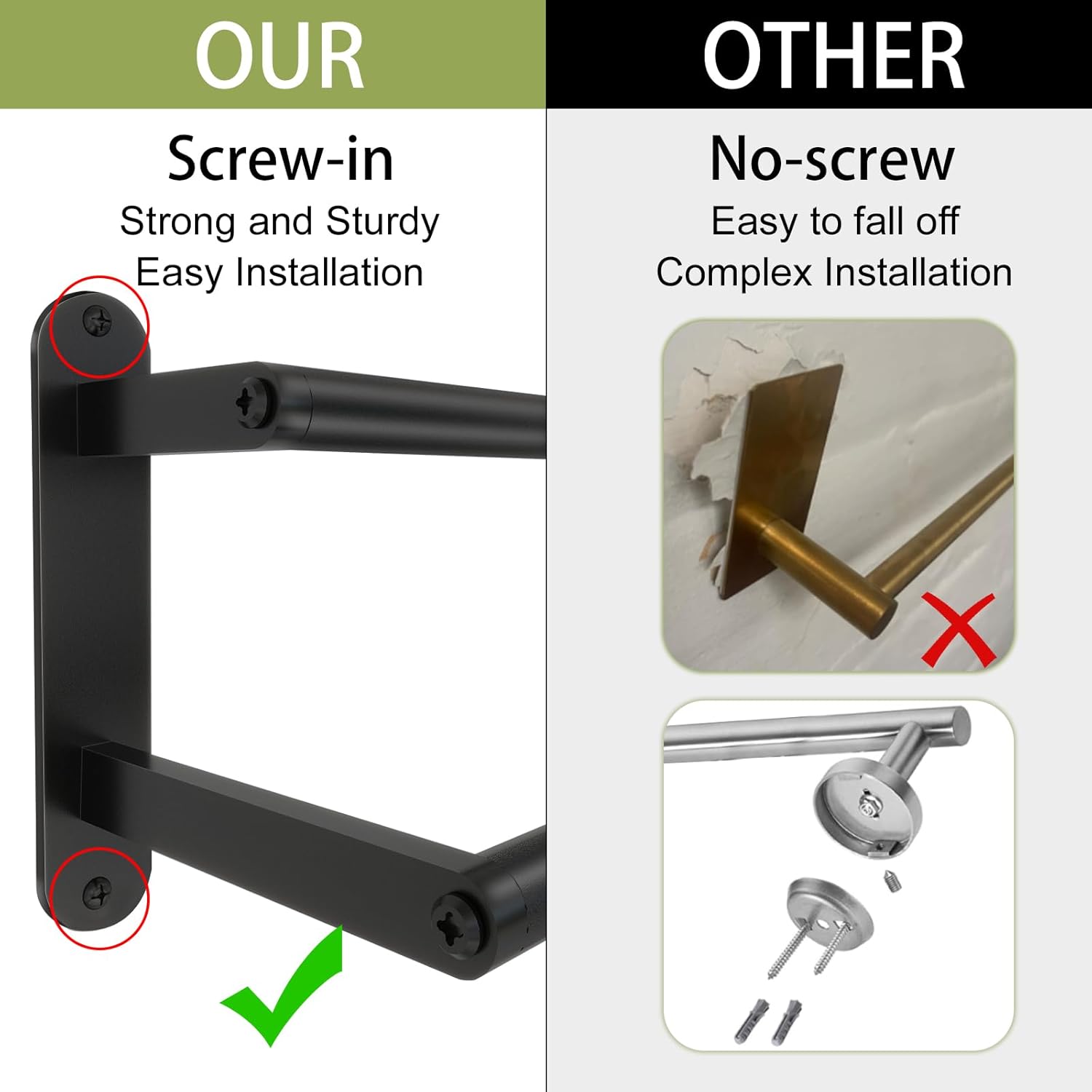 Double Towel Bar 32 Inch, Towel Racks for Bathroom, Wall Mount Bathroom Towel Holder, Stainless Steel Bathroom Towel Rack, Towel Rod Double Towel Hanger(Matte Black)