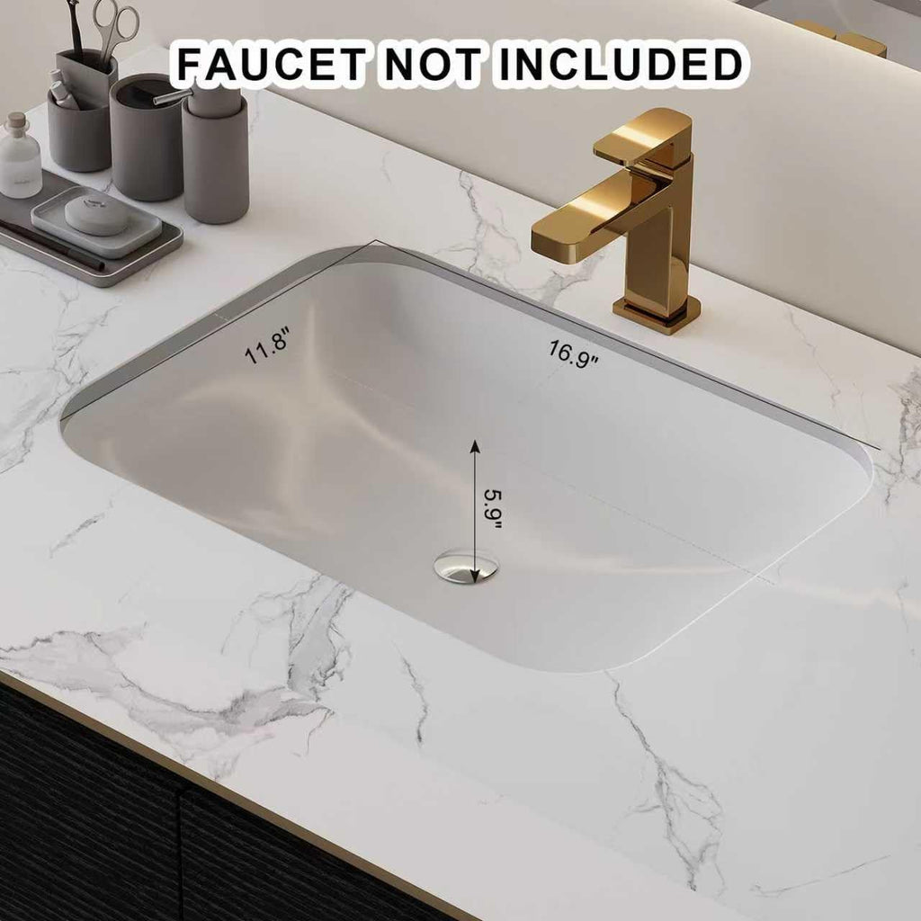 Glintee 36" Modern Bathroom Vanity with Ceramic Sink – Sintered Stone Top, 4 Soft-Close Drawers, Sturdy Solid Wood Cabinet, Wall-Mounted or Freestanding, Easy Assembly, Black & White