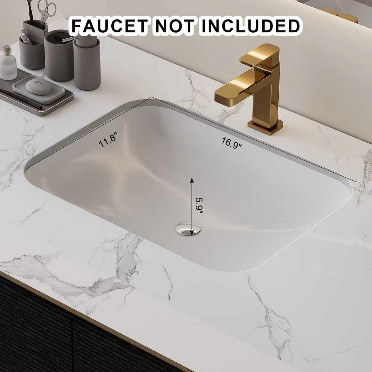 Glintee 36" Modern Bathroom Vanity with Ceramic Sink – Sintered Stone Top, 4 Soft-Close Drawers, Sturdy Solid Wood Cabinet, Wall-Mounted or Freestanding, Easy Assembly, Black & White
