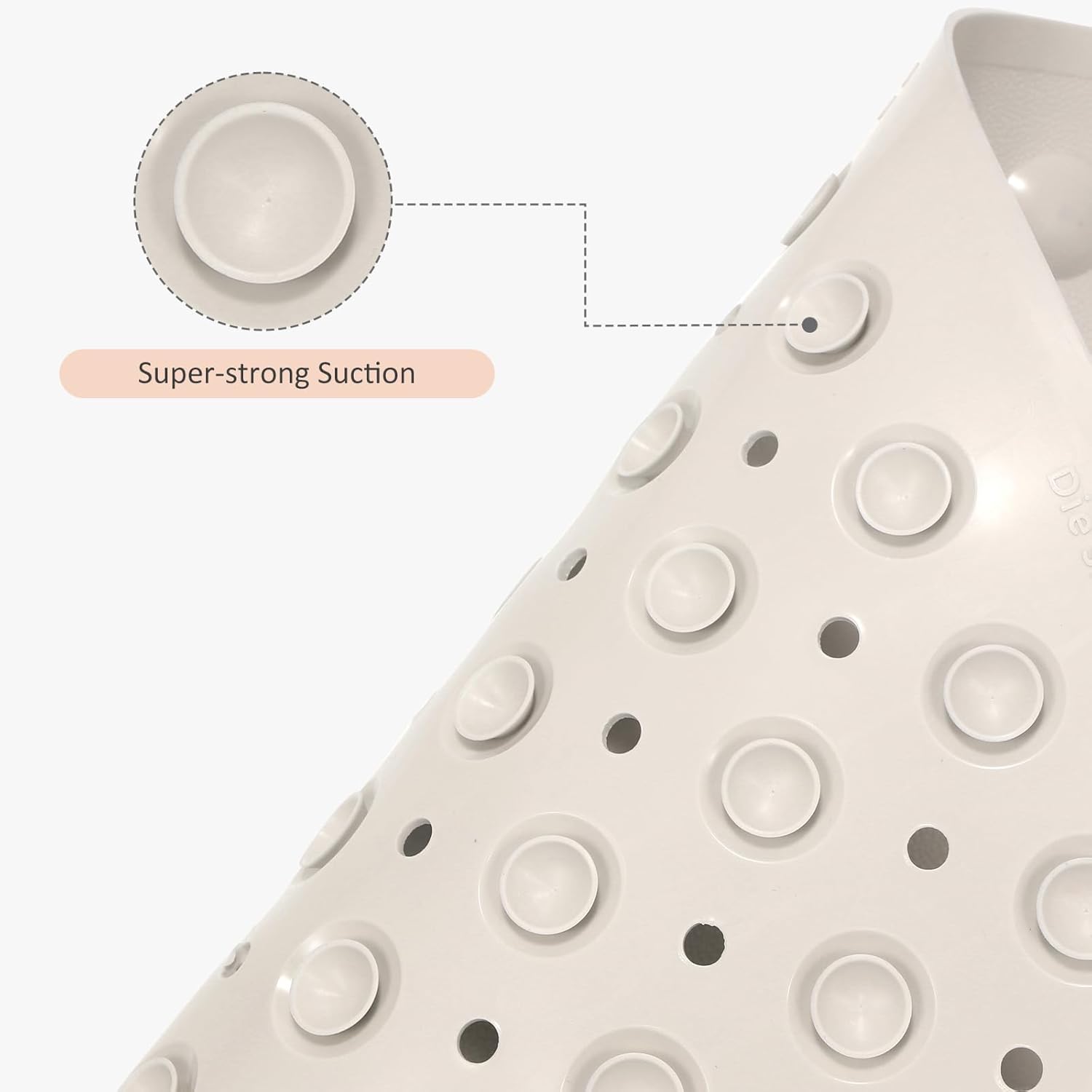 Non Slip Shower Mats for Inside Shower 15 x 27.5 Inch, TPE Bathtub Mat Non-Slip, Bath Mat for Tub with Suction Cups, Drain Holes Bath Tub Mat for Bathroom (Beige)