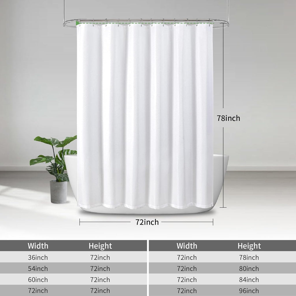 eachope Waterproof Fabric Shower Curtain,No Liner Needed,TPU Laminated Polyester Shower Curtain,Chevron Striped Design with Weighted Magnets and Metal Grommets,72 x 72 Inch,White