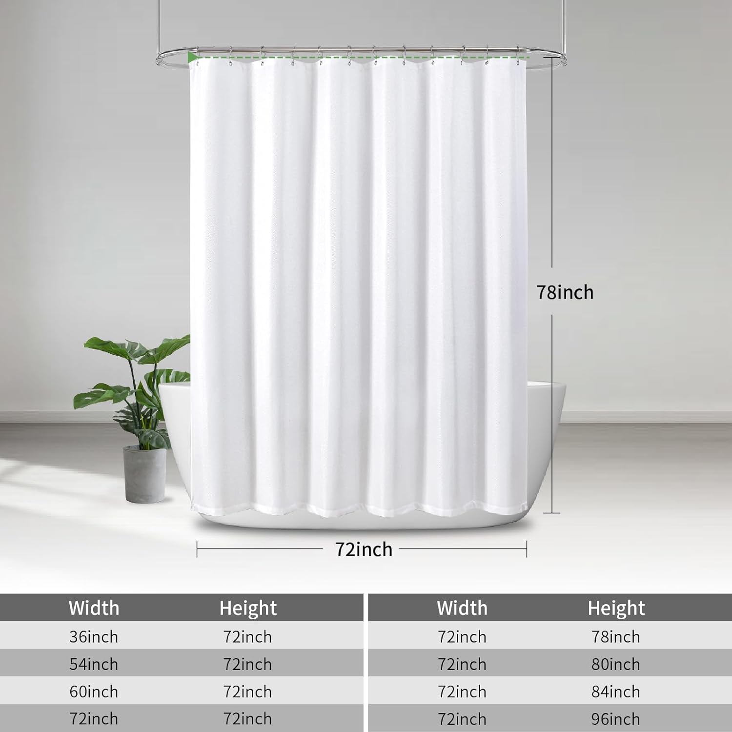 eachope Waterproof Fabric Shower Curtain,No Liner Needed,TPU Laminated Polyester Shower Curtain,Chevron Striped Design with Weighted Magnets and Metal Grommets,72 x 72 Inch,White