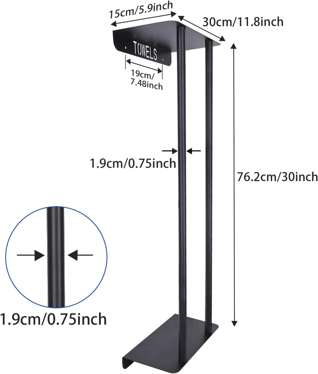 Bathroom Towel Storage Rack,30 Inch Towel Racks for Bathroom Wall Mounted with Shelf Can Holds 8 Large Towels, Metal Wall Towel Rack for Rolled Towels,Folded Towels (Black)