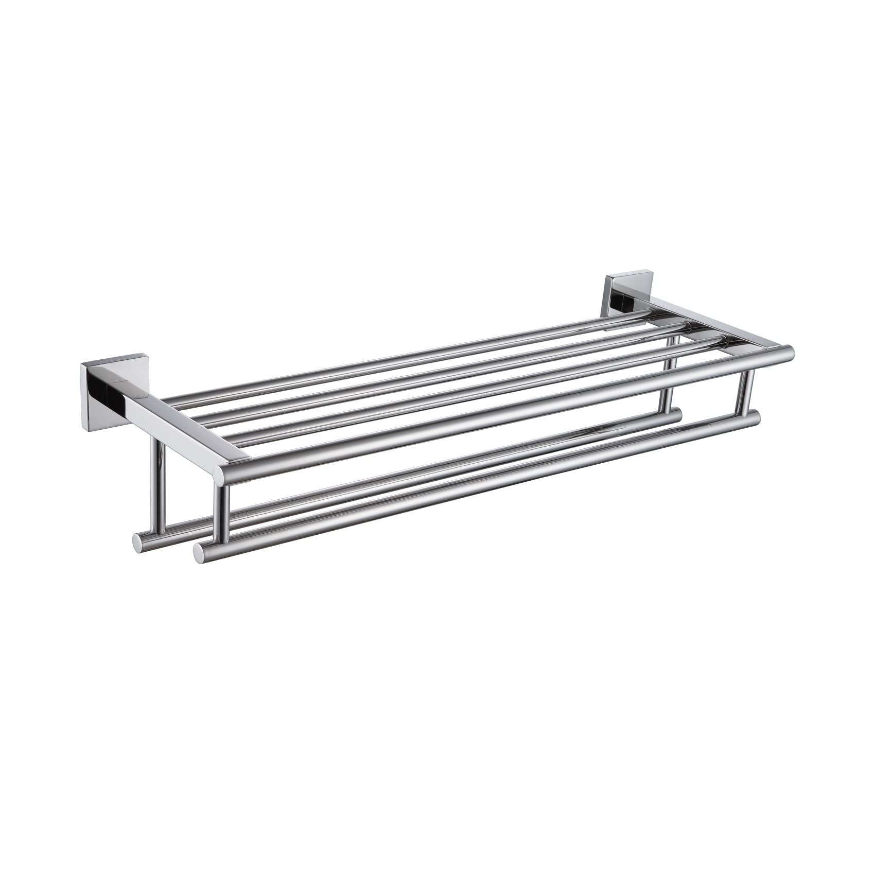 KOKOSIRI 20 Inch Towel Rail Towel Shelf with Double Towel Bars Bathroom Towel Rack Towel Holder Wall Mounted SUS 304 Stainless Steel, Brushed Nickel, B6005BR-L20