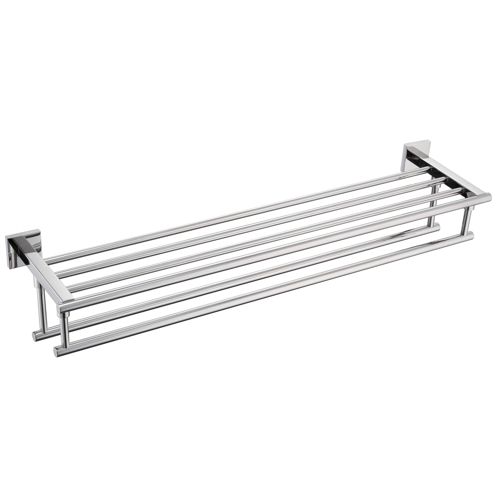 KOKOSIRI 20 Inch Towel Rail Towel Shelf with Double Towel Bars Bathroom Towel Rack Towel Holder Wall Mounted SUS 304 Stainless Steel, Brushed Nickel, B6005BR-L20