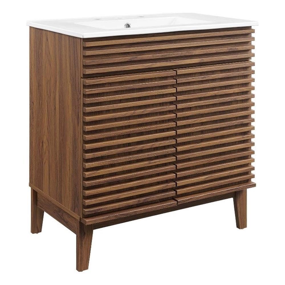 Modway Render 36" Bathroom Vanity in Walnut White