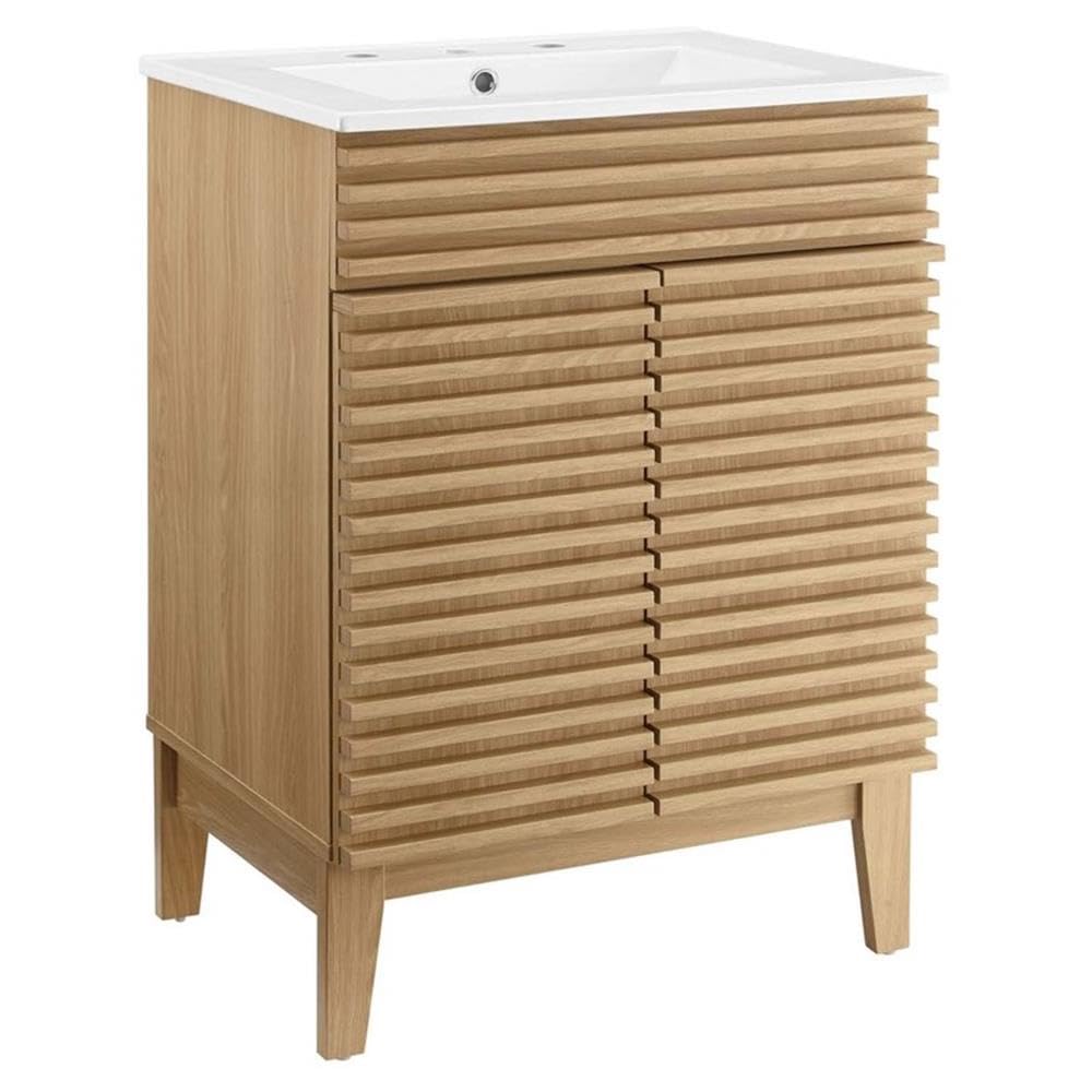Modway Render 36" Bathroom Vanity in Walnut White