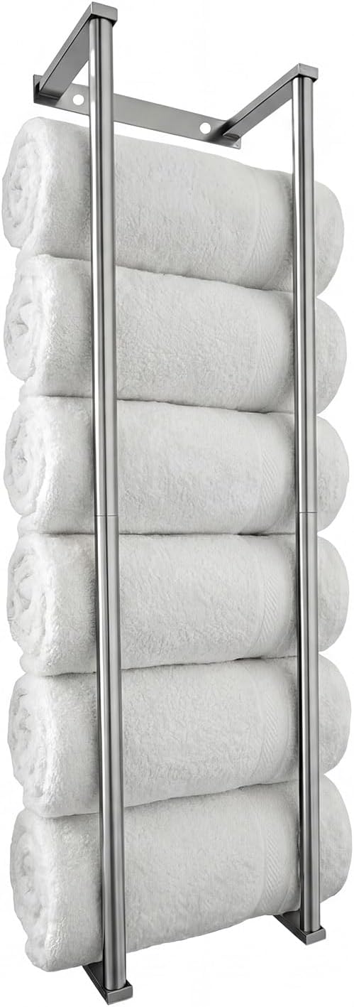 Bathroom Towel Storage Rack,28 Inch Stainless Steels Towel Racks for Bathroom, Wall Mounted Organizers and Storage Shelves for Bathroom,Brushed Silver