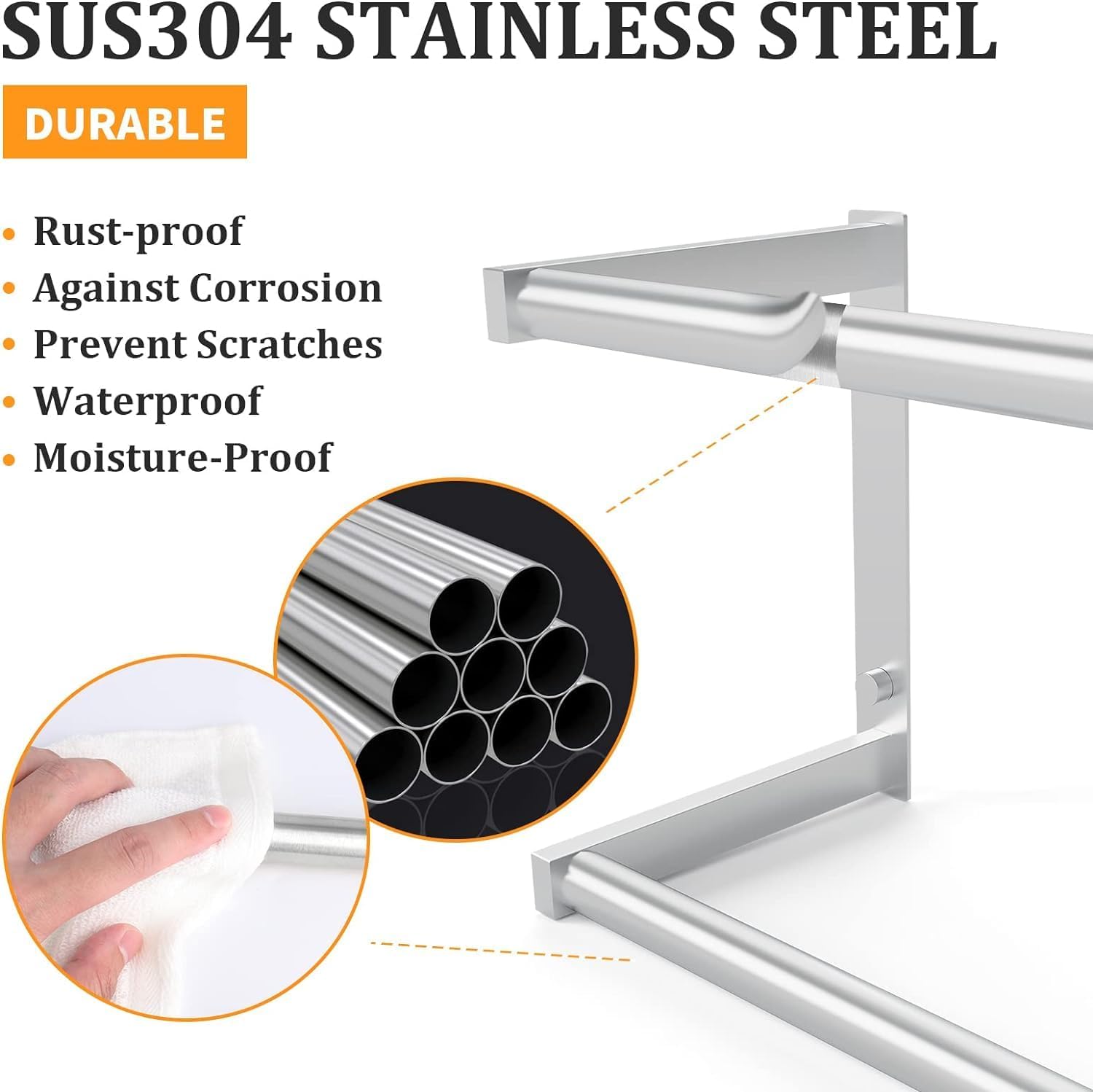 Bathroom Towel Storage Rack,28 Inch Stainless Steels Towel Racks for Bathroom, Wall Mounted Organizers and Storage Shelves for Bathroom,Brushed Silver