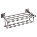 KOKOSIRI 20 Inch Towel Rail Towel Shelf with Double Towel Bars Bathroom Towel Rack Towel Holder Wall Mounted SUS 304 Stainless Steel, Brushed Nickel, B6005BR-L20