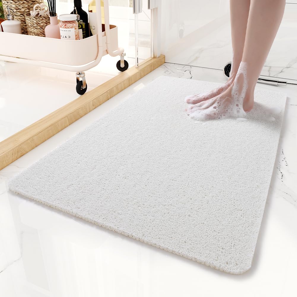 Non-Slip Bathtub Mat, 16x24 Inch, Shower Mats for Bath Tub, PVC Loofah Bathroom Mats for Wet Areas, Quick Drying Foot Scrubber Mat
