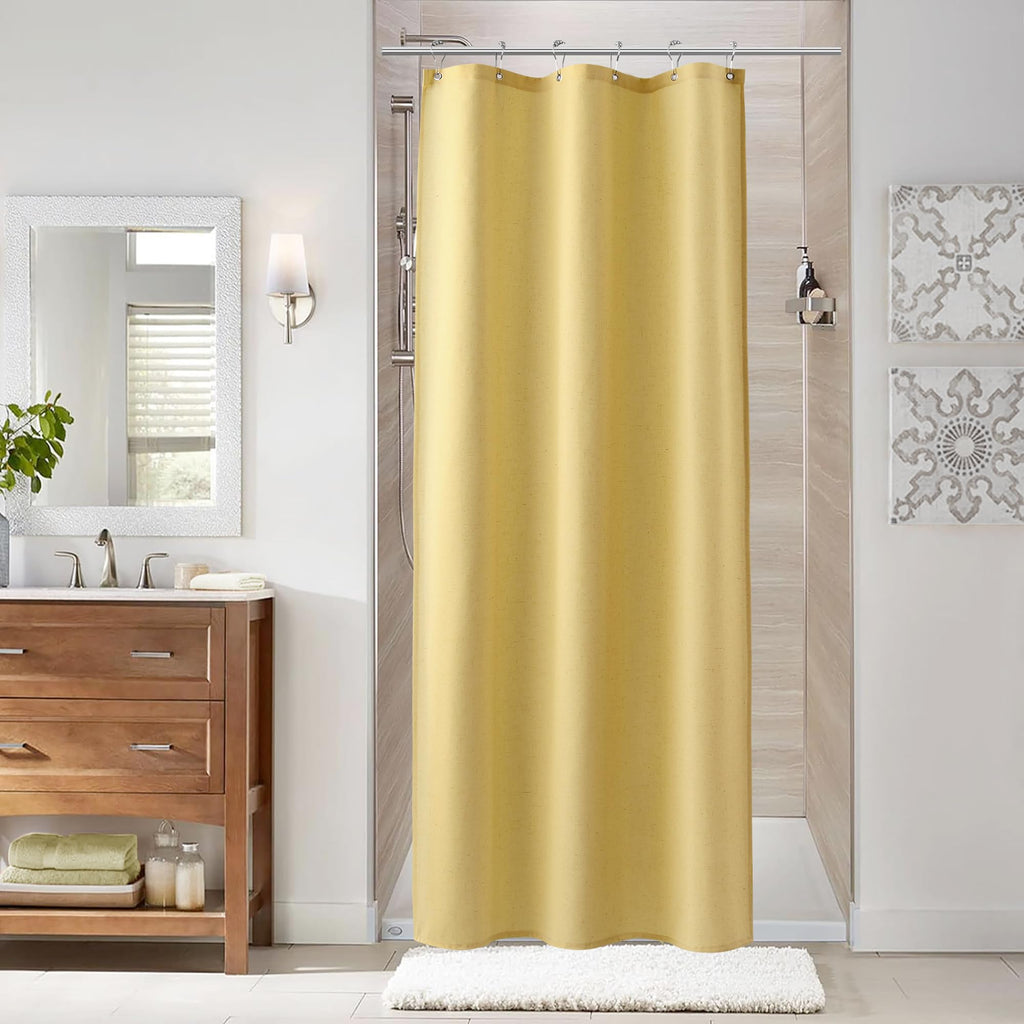 Naturoom Natural Linen Shower Curtain, Country Boho Farmhouse Bath Decor Beige Shower Curtains for Bathroom Neutral Cloth Weighted Textured Fabric Bath Curtain Liner with Hooks, Cream, 72 Inch