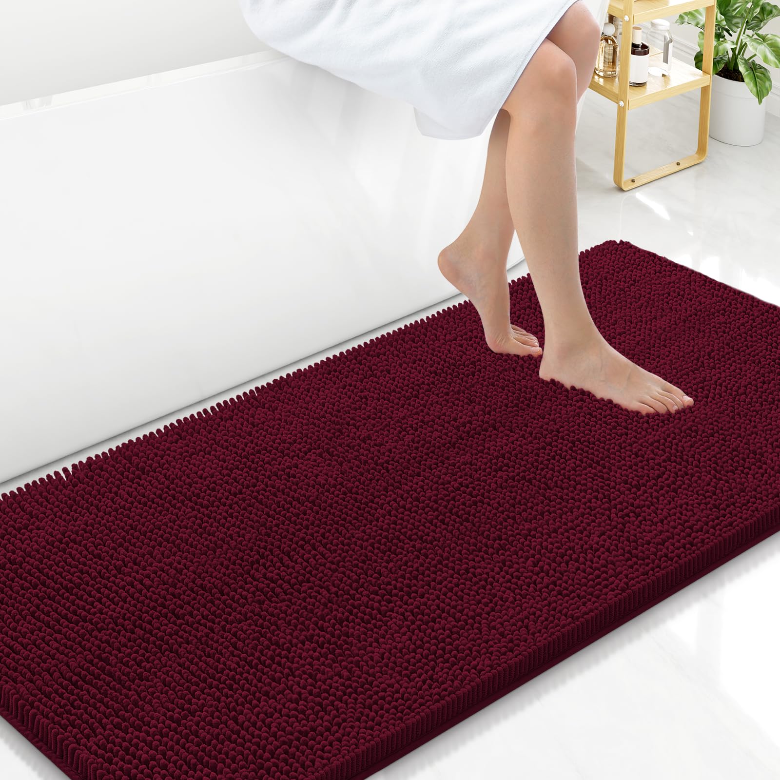Arotive Bathroom Rugs 30x20, Extra Soft Absorbent Shaggy Chenille Bath Rugs, Machine Washable Rubber Backing Non-Slip Bath Mats for Bathroom Floor Tub and Shower, Home Decor Accessories, Grey