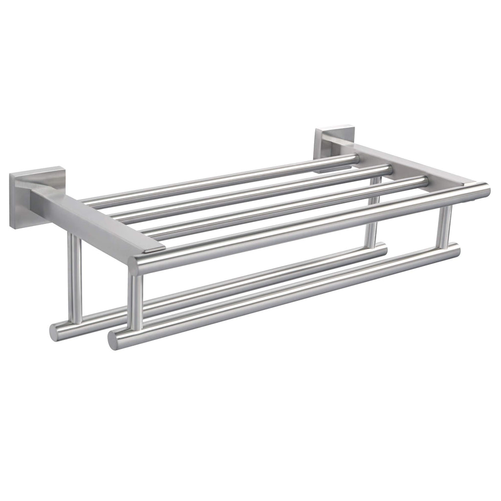 Alise Double Towel Rack for Bathroom Wall Mounted,24 Inch Bathroom Tower Holder Black Towel Rack with Double Towel Bars,SUS304 Stainless Steel Towel Bar Towel Rack with Shelf,Matte Black