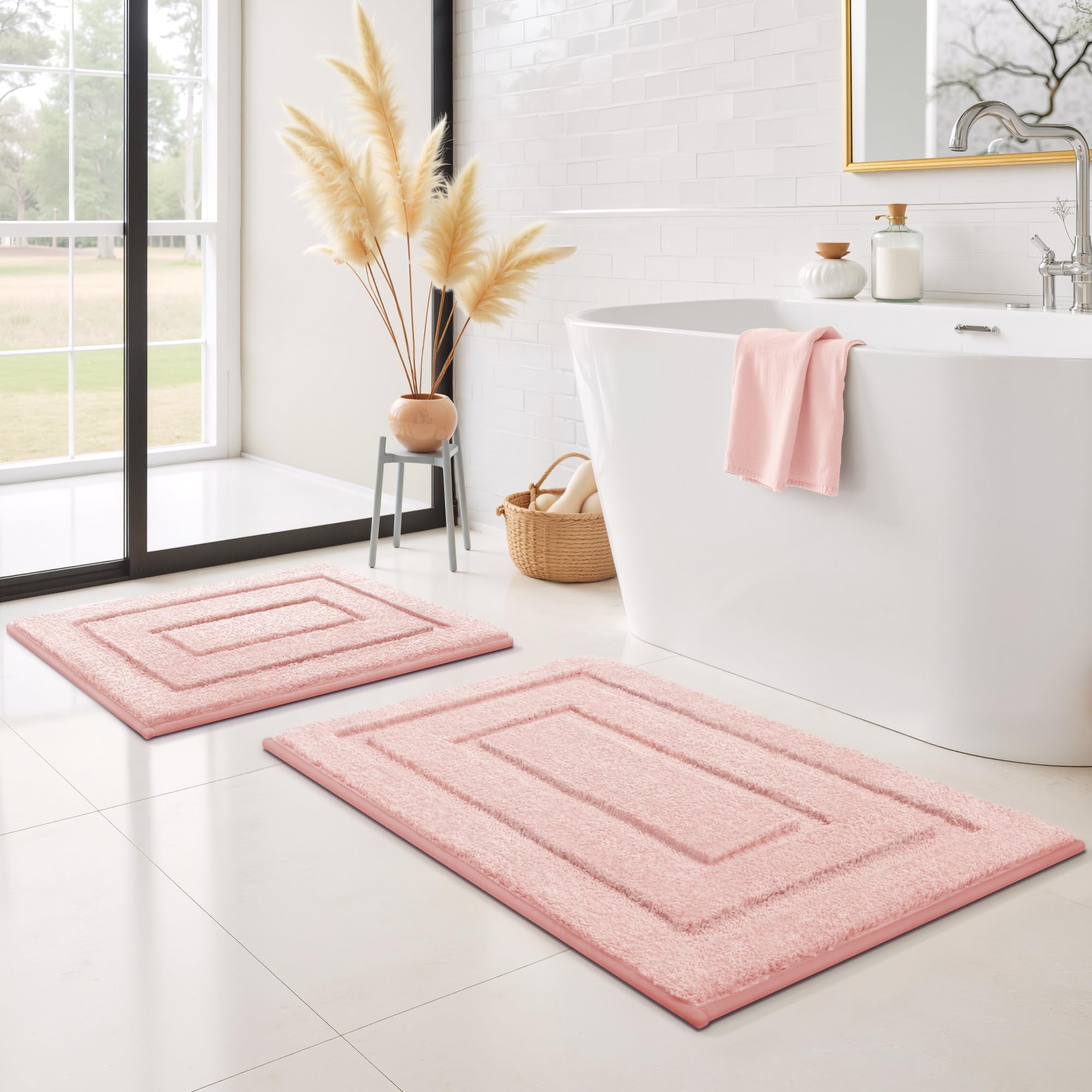 GRANNY SAYS Gray Bathroom Rugs, Bath Mats for Bathroom Non-Slip, Super Soft and Water Absorbent, Microfiber Bath Rugs, Machine Wash Dry, Bath Rugs for Floor, Tub and Shower, 16" x 24"