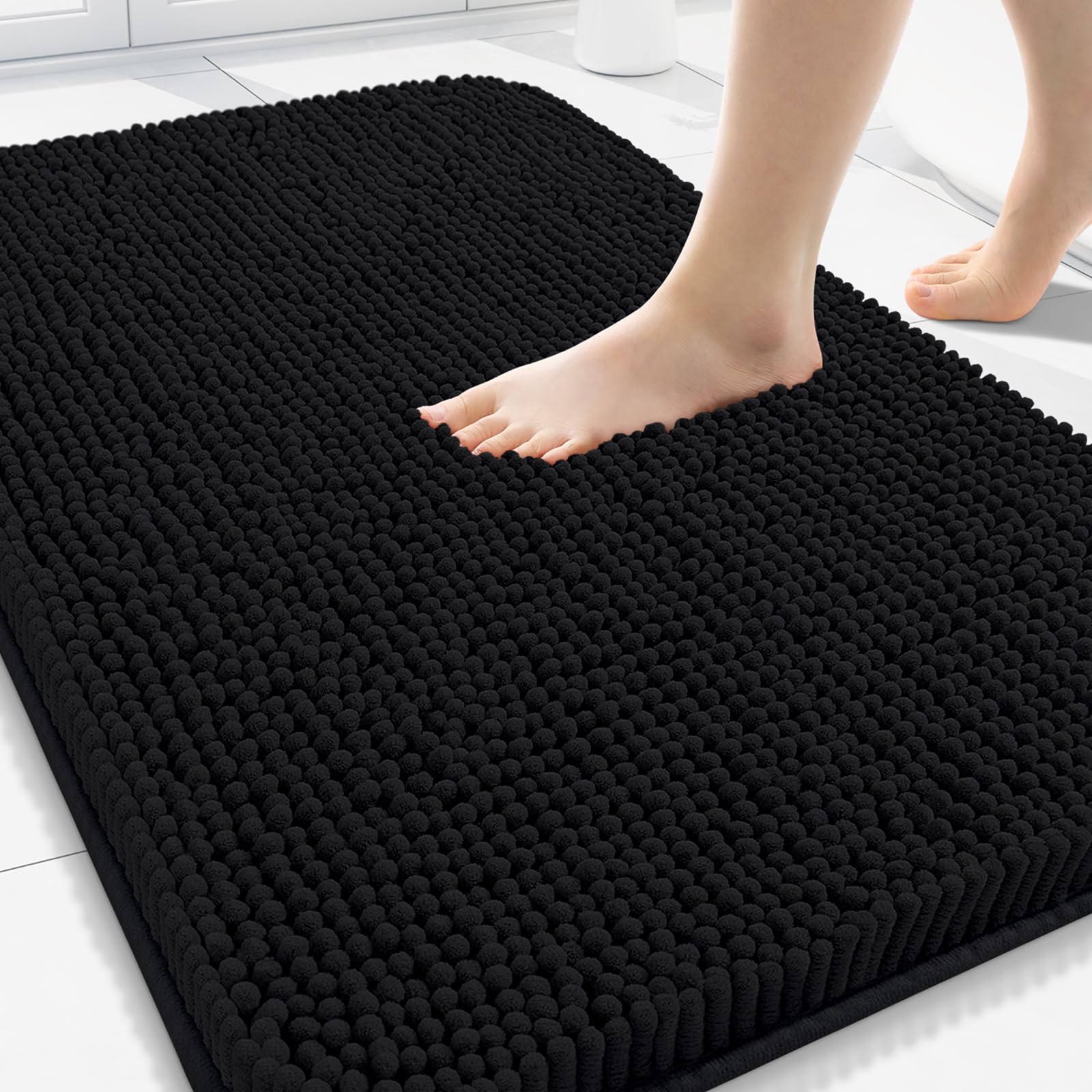 Arotive Bathroom Rugs 30x20, Extra Soft Absorbent Shaggy Chenille Bath Rugs, Machine Washable Rubber Backing Non-Slip Bath Mats for Bathroom Floor Tub and Shower, Home Decor Accessories, Grey
