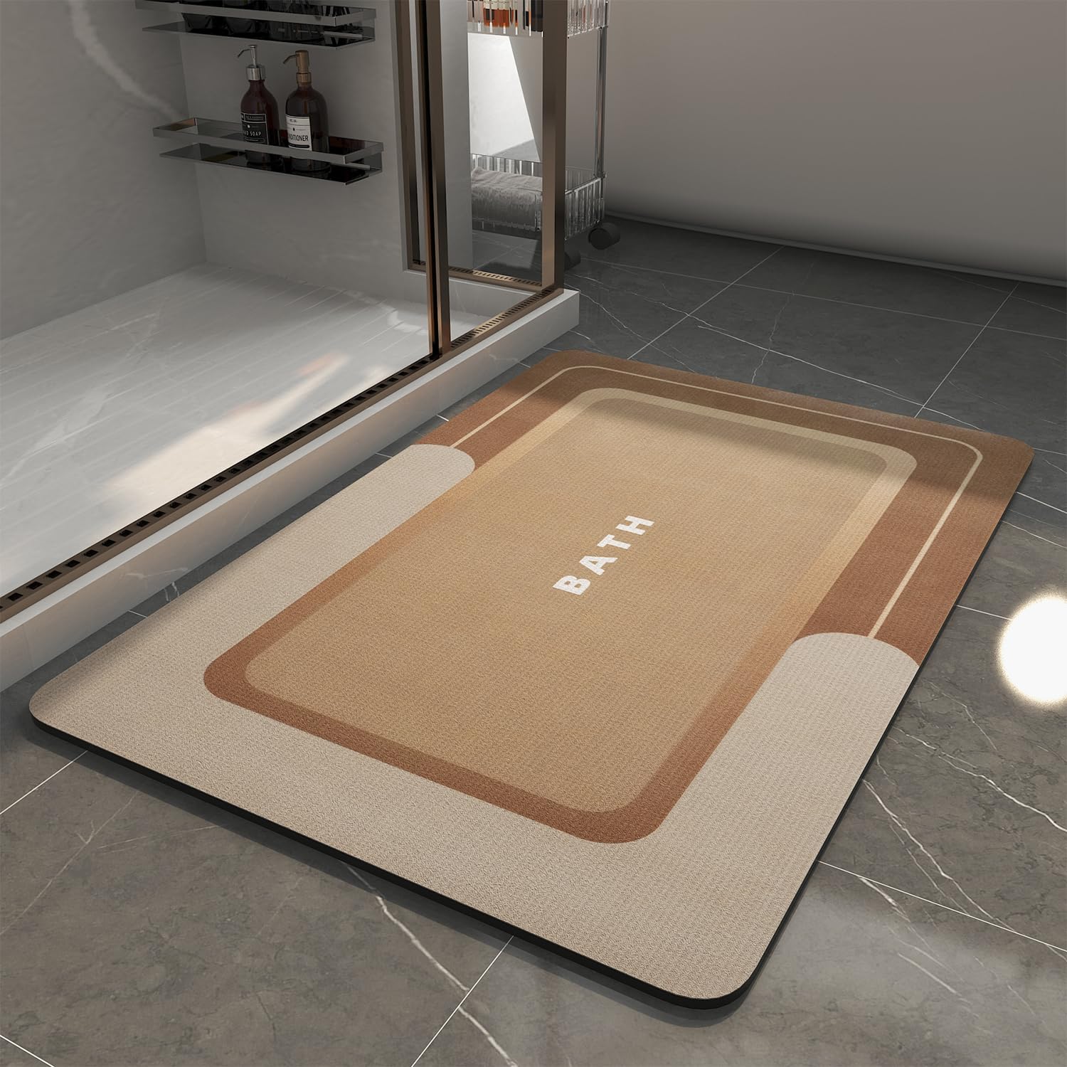 MontVoo-Bath Mat-Bathroom Mat Rug Non Slip Super Absorbent Stain Resistant Quick Dry Thin Bath Rug-Bath Mats for Bathroom Floor Bathtub Vanity-Bathmat Bath Rug Easy Care-17"x27" Grey