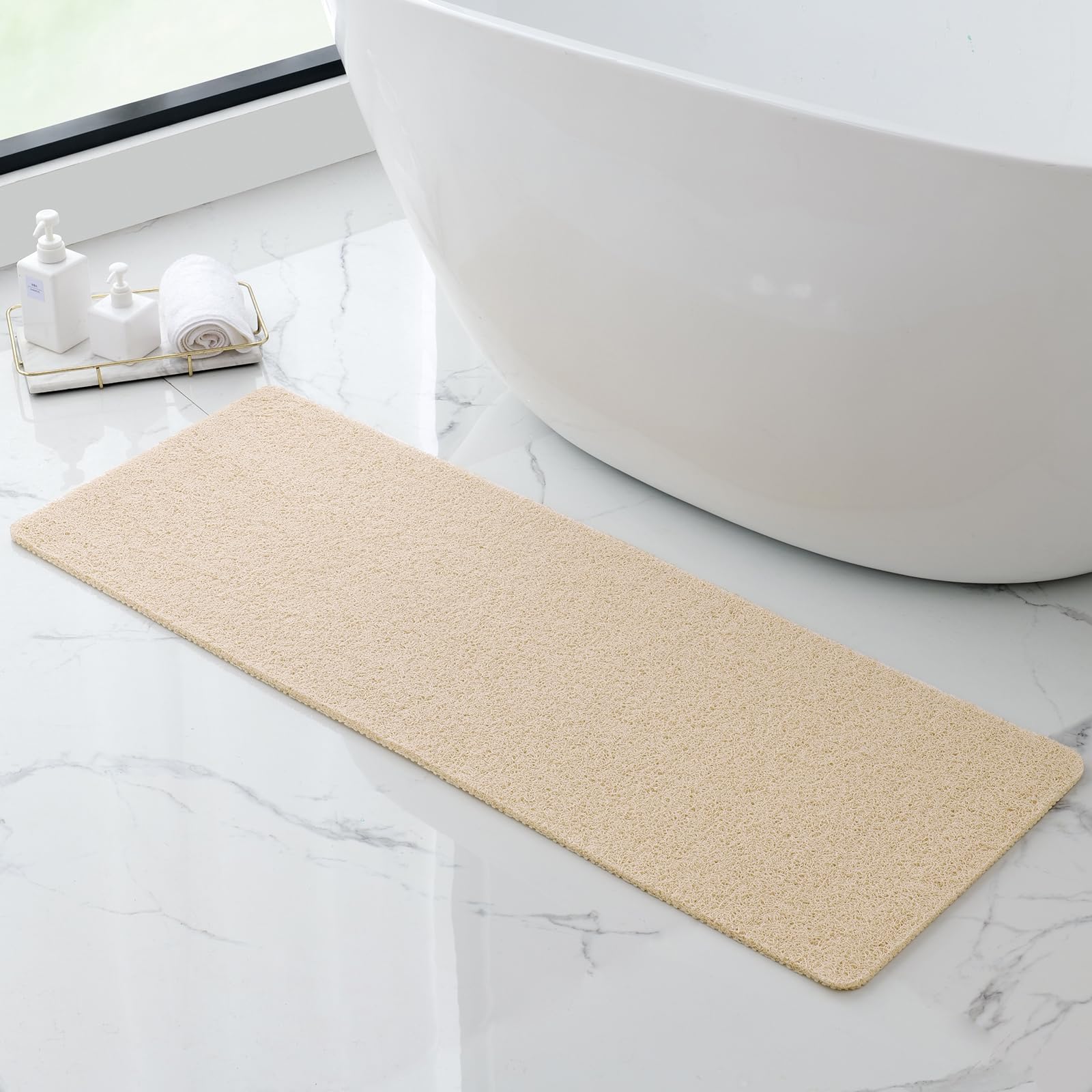 Non-Slip Bathtub Mat, 16x24 Inch, Shower Mats for Bath Tub, PVC Loofah Bathroom Mats for Wet Areas, Quick Drying Foot Scrubber Mat