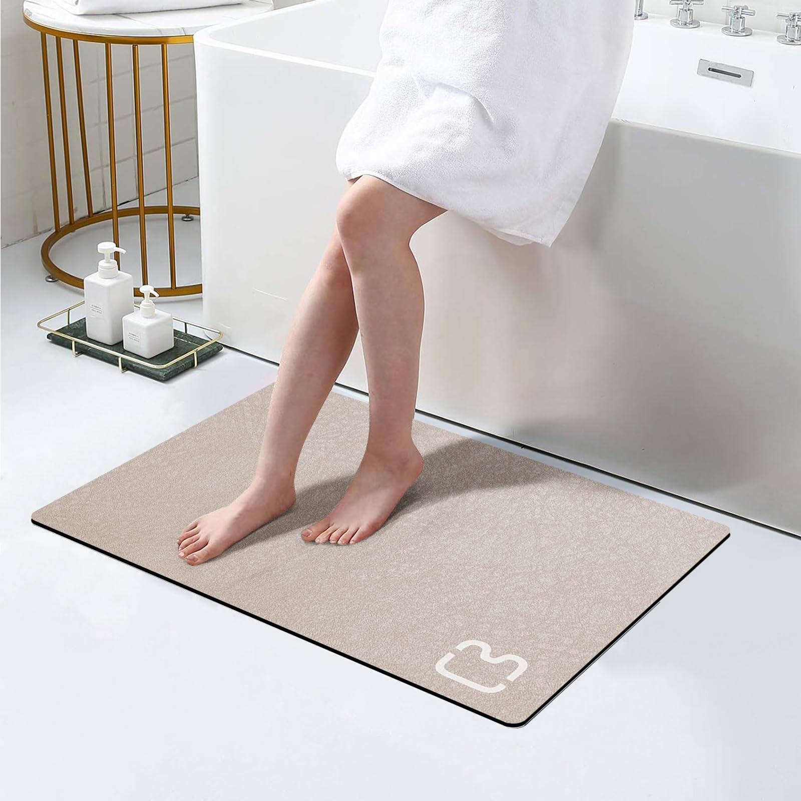 Bathroom Runner Mat Rugs Long Diatomite Stone Bath Mat Large Super Absorbent Diatomaceous Earth Bath Mat Non Slip Rubber Backed Fast Dry Shower Mat Thin Bathroom Rugs Floor Mat,15.7"x47.2",Grey
