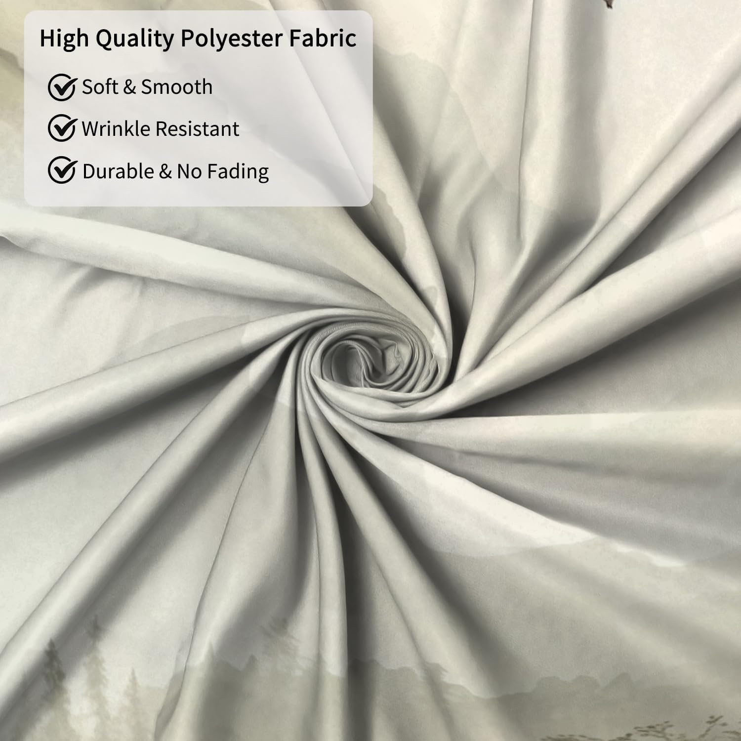 Mountain Landscape Shower Curtain with Hooks, Zen Inspired Design with Birds & Scenic Path, Waterproof Fabric Bath Curtain for Nature Lovers Bathroom Decor, 71x74 Inch