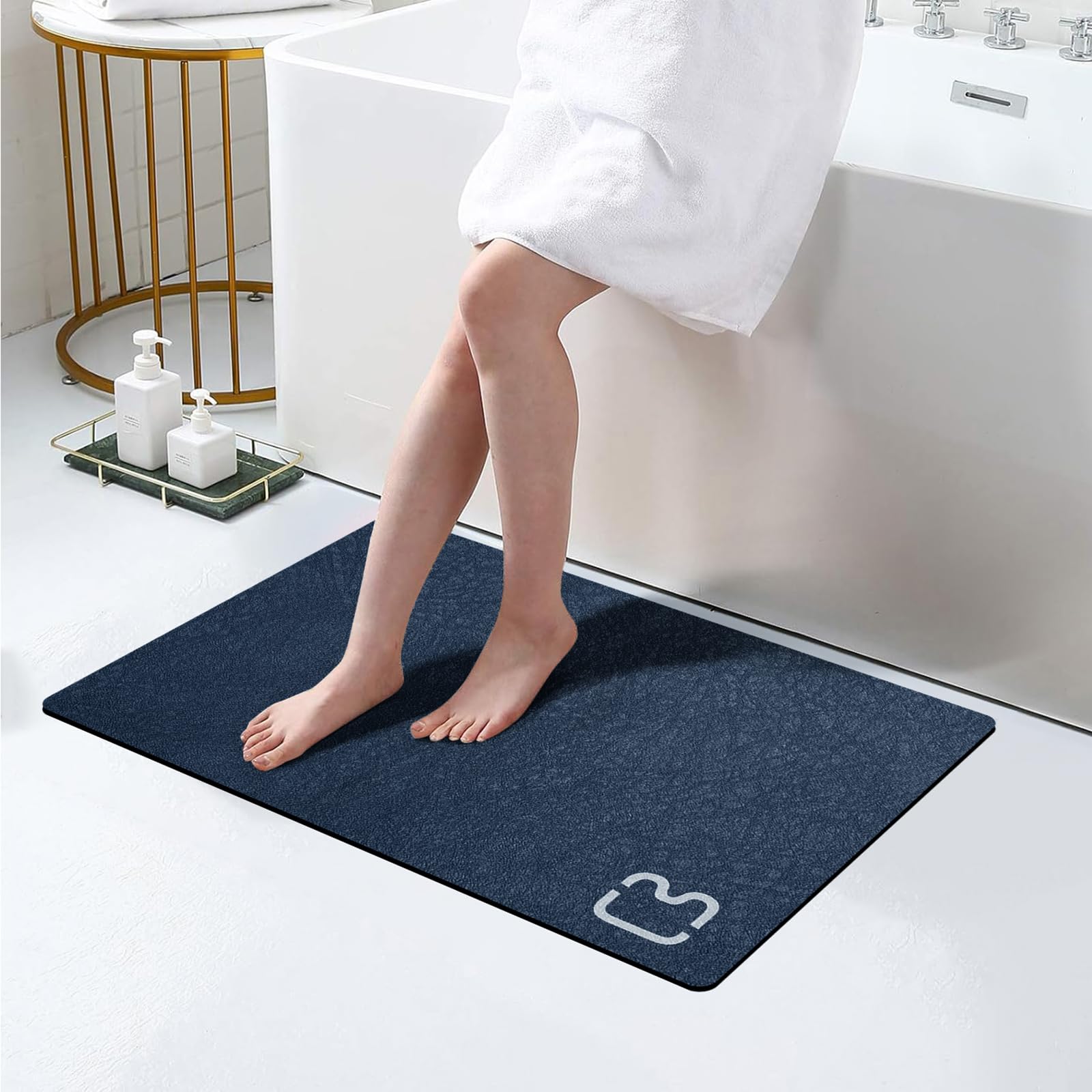 Bathroom Runner Mat Rugs Long Diatomite Stone Bath Mat Large Super Absorbent Diatomaceous Earth Bath Mat Non Slip Rubber Backed Fast Dry Shower Mat Thin Bathroom Rugs Floor Mat,15.7"x47.2",Grey