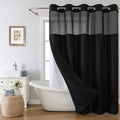 eachope Stall No Hook Shower Curtain with Snap-in Fabric Liner Set,Waffle Weave Shower Curtains for Bathroom,Hotel Luxury Decor Bathroom Curtain Set,Waterproof & Washable,White,54Wx80H