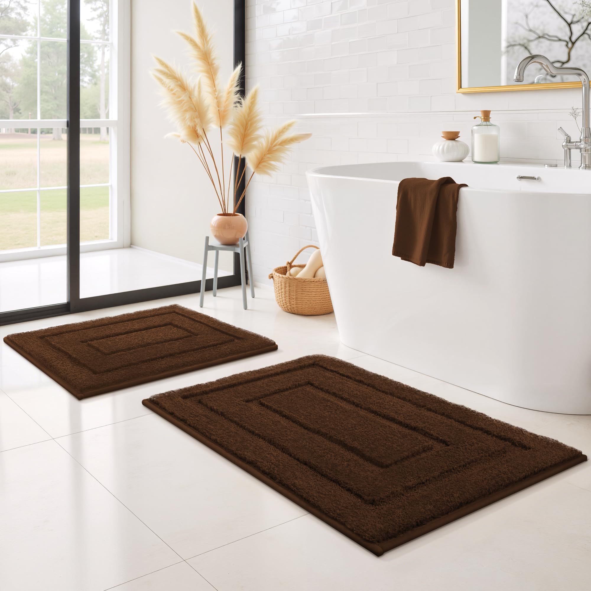 GRANNY SAYS Gray Bathroom Rugs, Bath Mats for Bathroom Non-Slip, Super Soft and Water Absorbent, Microfiber Bath Rugs, Machine Wash Dry, Bath Rugs for Floor, Tub and Shower, 16" x 24"