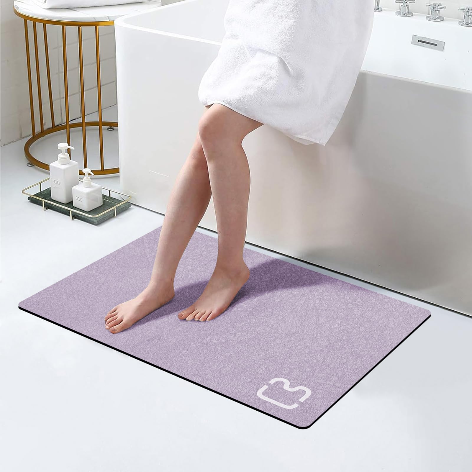 Bathroom Runner Mat Rugs Long Diatomite Stone Bath Mat Large Super Absorbent Diatomaceous Earth Bath Mat Non Slip Rubber Backed Fast Dry Shower Mat Thin Bathroom Rugs Floor Mat,15.7"x47.2",Grey
