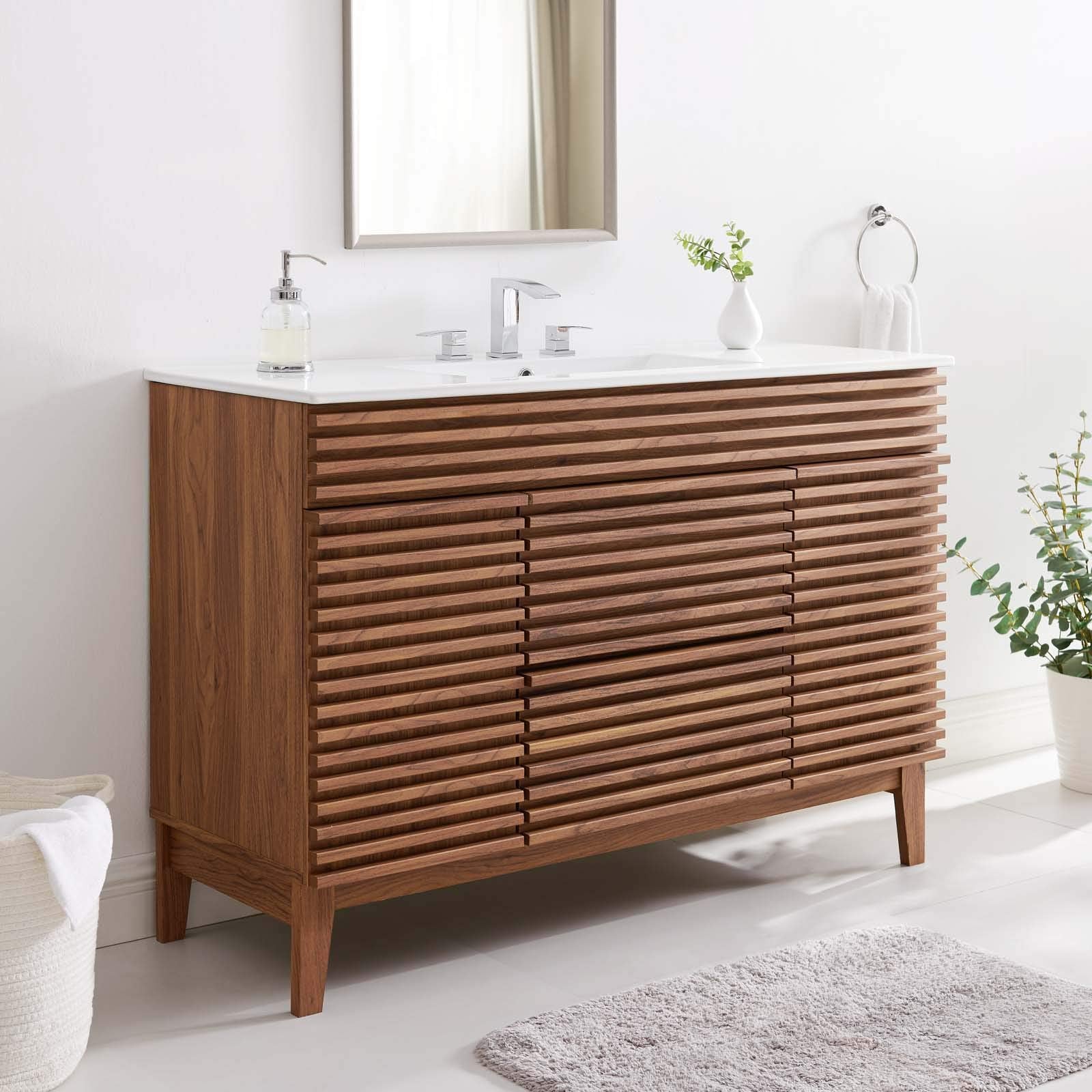 Modway Render 36" Bathroom Vanity in Walnut White