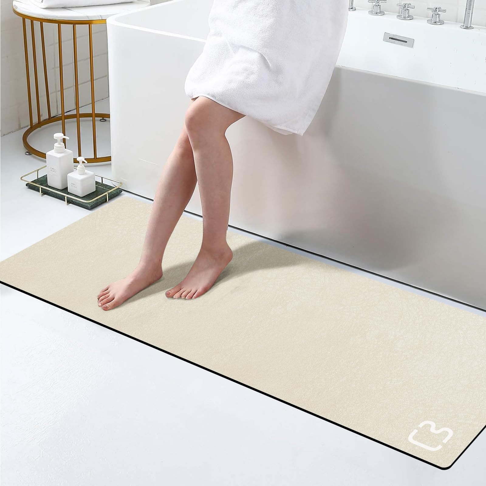 Bathroom Runner Mat Rugs Long Diatomite Stone Bath Mat Large Super Absorbent Diatomaceous Earth Bath Mat Non Slip Rubber Backed Fast Dry Shower Mat Thin Bathroom Rugs Floor Mat,15.7"x47.2",Grey