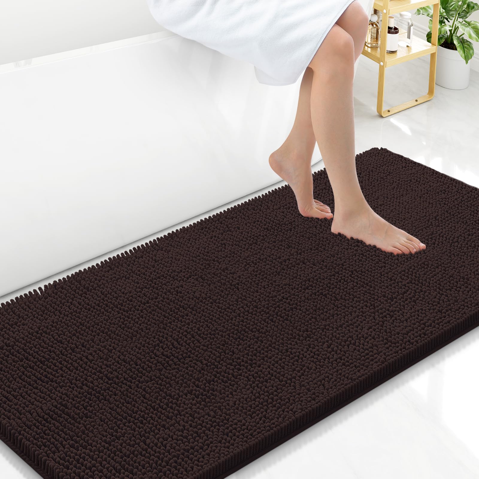 Arotive Bathroom Rugs 30x20, Extra Soft Absorbent Shaggy Chenille Bath Rugs, Machine Washable Rubber Backing Non-Slip Bath Mats for Bathroom Floor Tub and Shower, Home Decor Accessories, Grey