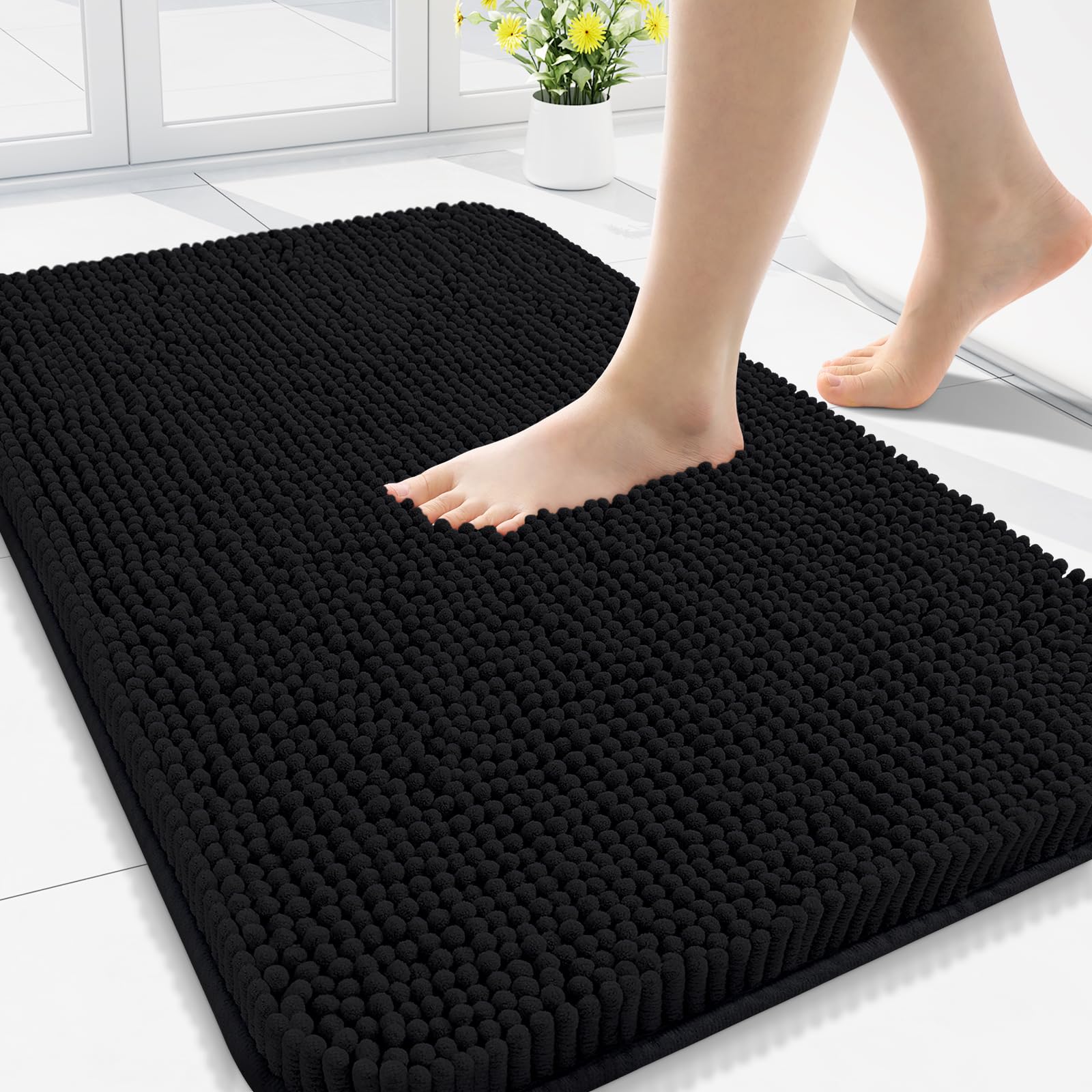 Arotive Bathroom Rugs 30x20, Extra Soft Absorbent Shaggy Chenille Bath Rugs, Machine Washable Rubber Backing Non-Slip Bath Mats for Bathroom Floor Tub and Shower, Home Decor Accessories, Grey
