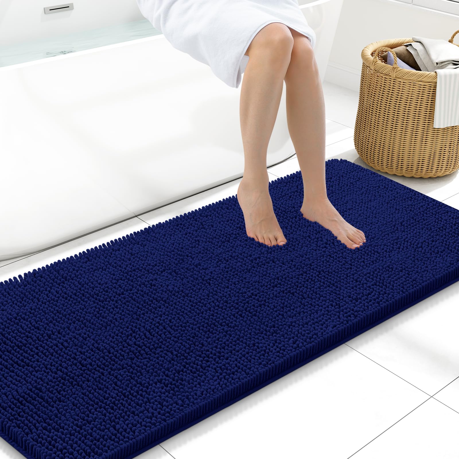 Arotive Bathroom Rugs 30x20, Extra Soft Absorbent Shaggy Chenille Bath Rugs, Machine Washable Rubber Backing Non-Slip Bath Mats for Bathroom Floor Tub and Shower, Home Decor Accessories, Grey