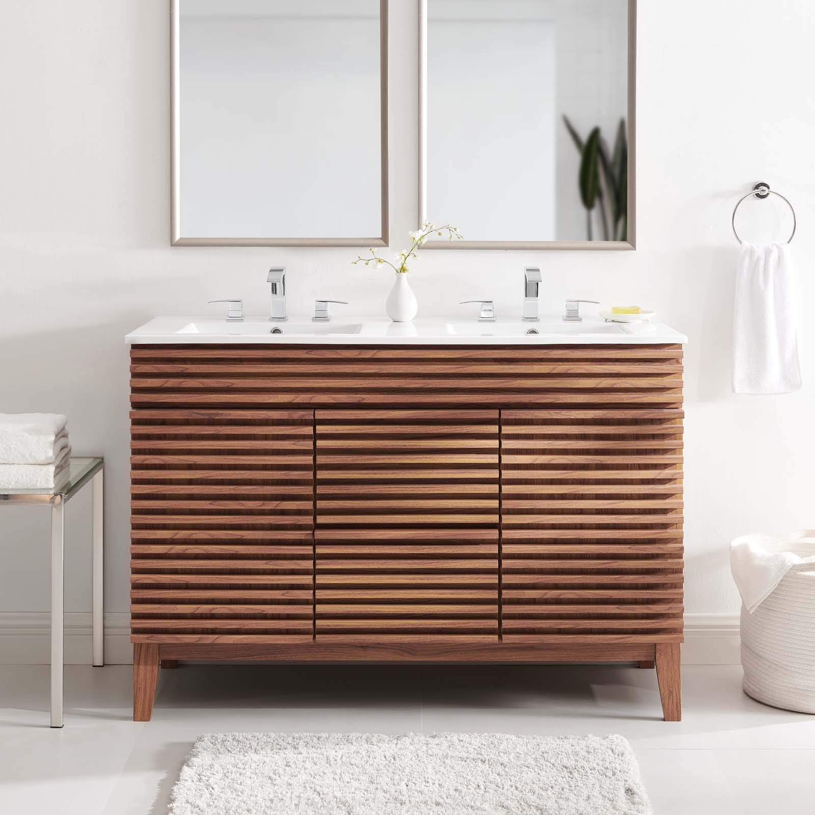 Modway Render 36" Bathroom Vanity in Walnut White
