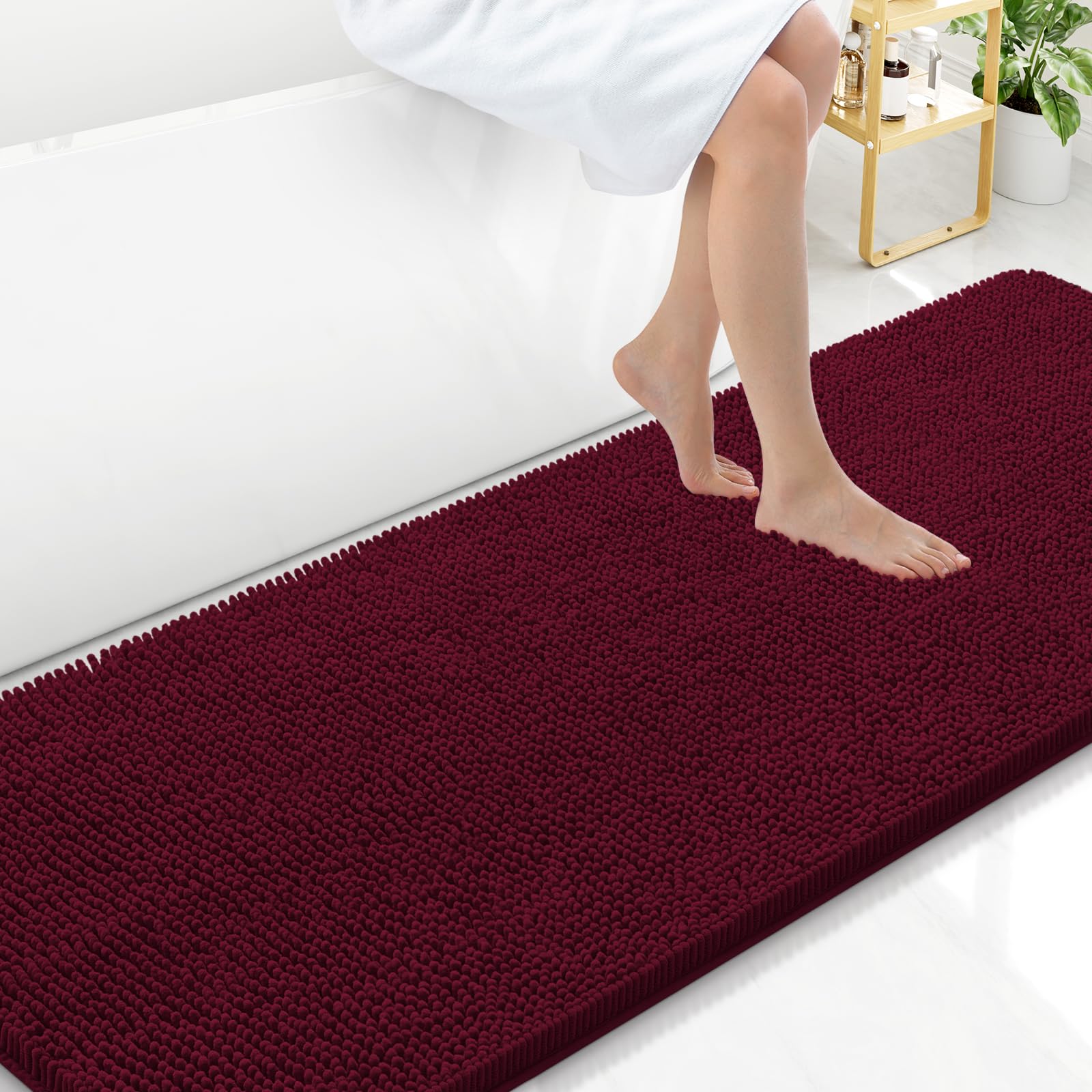 Arotive Bathroom Rugs 30x20, Extra Soft Absorbent Shaggy Chenille Bath Rugs, Machine Washable Rubber Backing Non-Slip Bath Mats for Bathroom Floor Tub and Shower, Home Decor Accessories, Grey