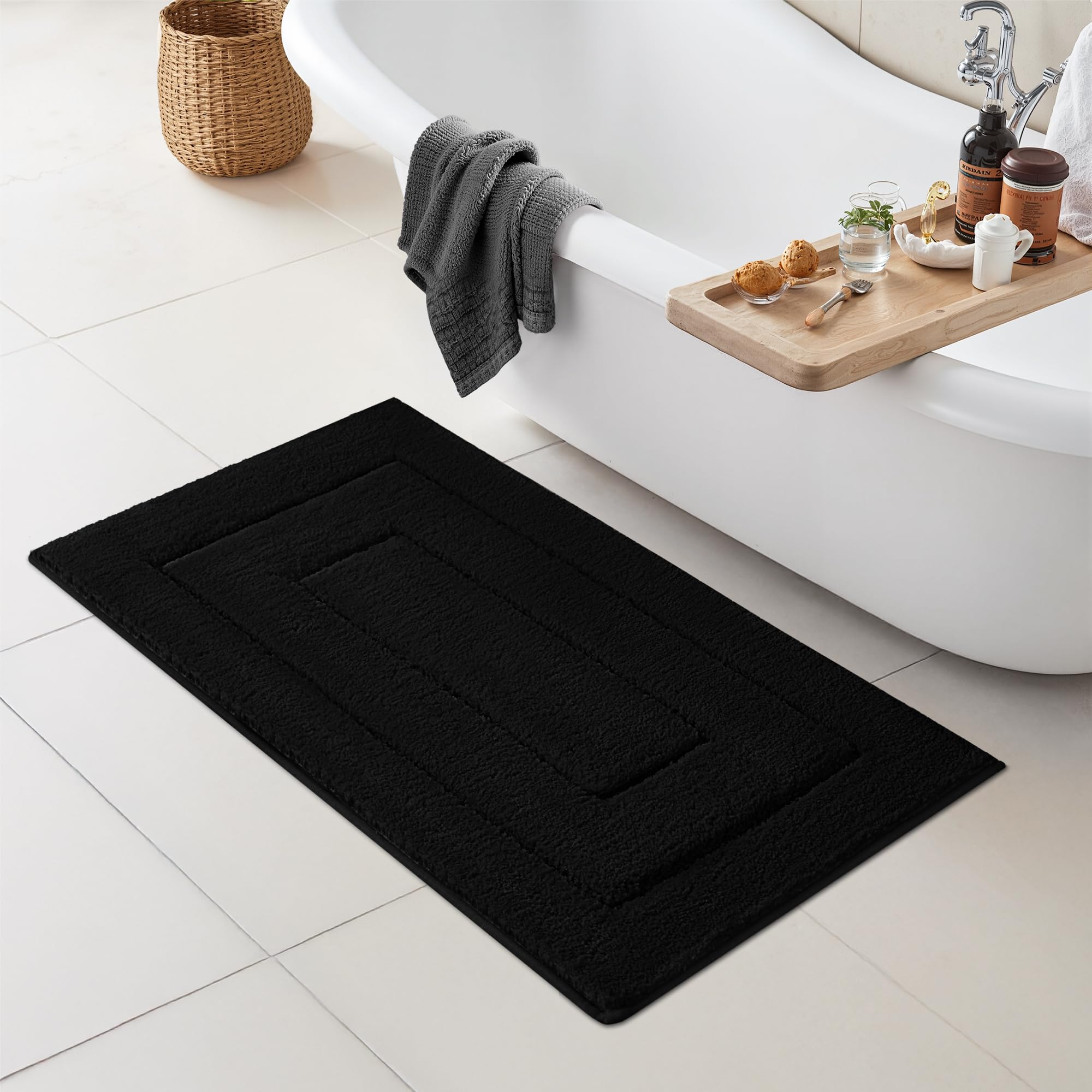 GRANNY SAYS Gray Bathroom Rugs, Bath Mats for Bathroom Non-Slip, Super Soft and Water Absorbent, Microfiber Bath Rugs, Machine Wash Dry, Bath Rugs for Floor, Tub and Shower, 16" x 24"