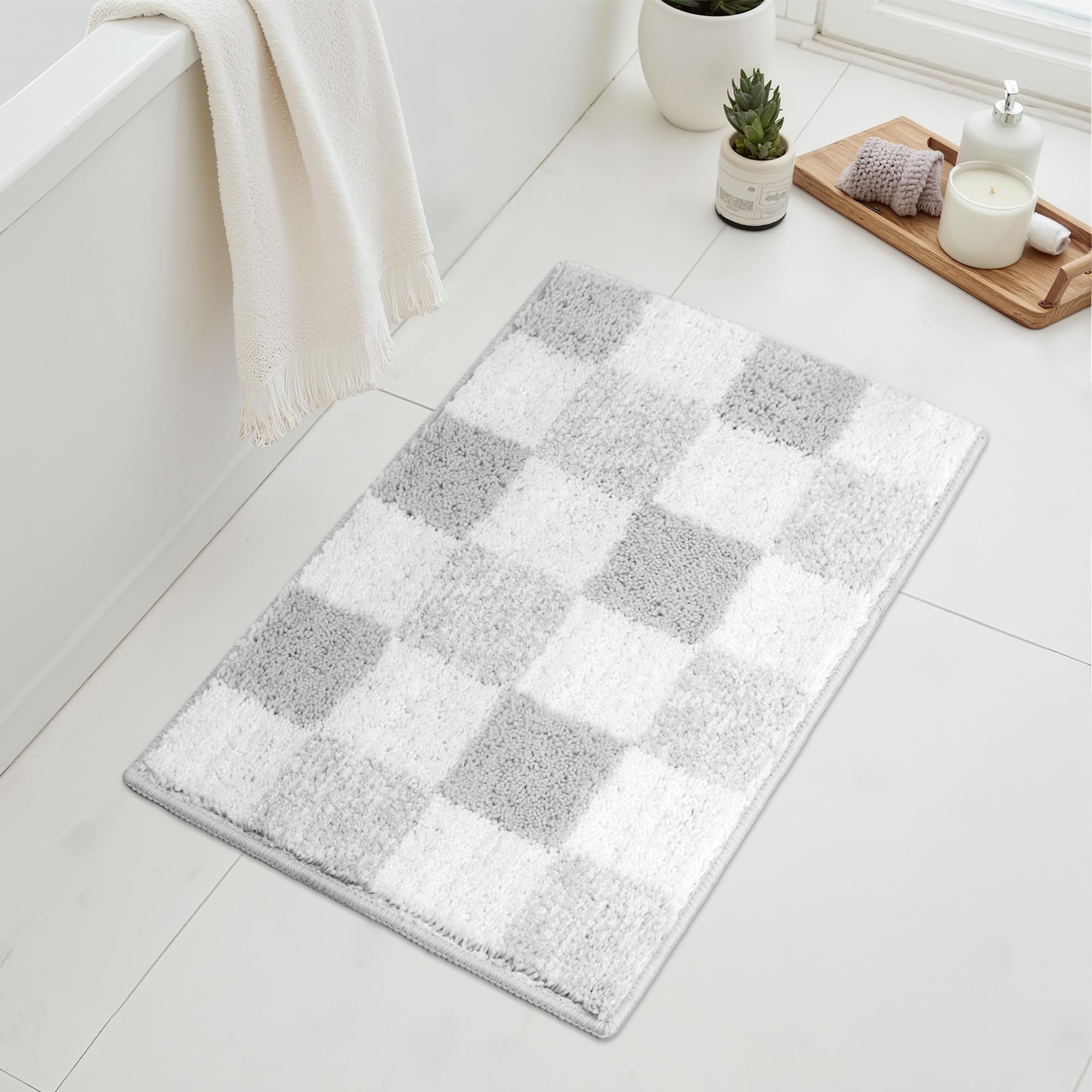 GRANNY SAYS Gray Bathroom Rugs, Bath Mats for Bathroom Non-Slip, Super Soft and Water Absorbent, Microfiber Bath Rugs, Machine Wash Dry, Bath Rugs for Floor, Tub and Shower, 16" x 24"