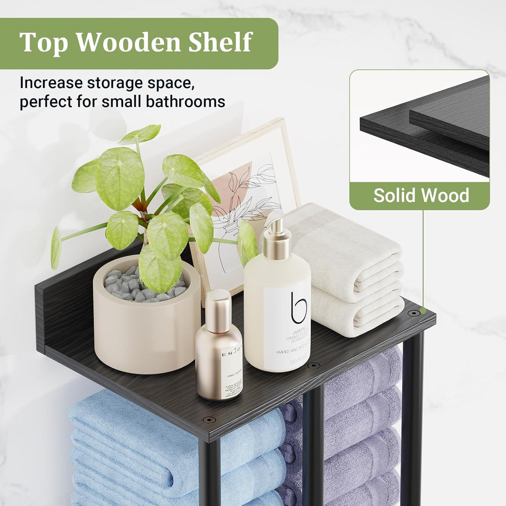 Large Capacity Three-layer Towel Racks for Bathroom Wall Mounted, Updated 3 Bar bath Towel Holder for Bathroom, Bath Towel Rack for Wall Mounted, Metal Small Bathrooms Towel Storage Rack, Balck