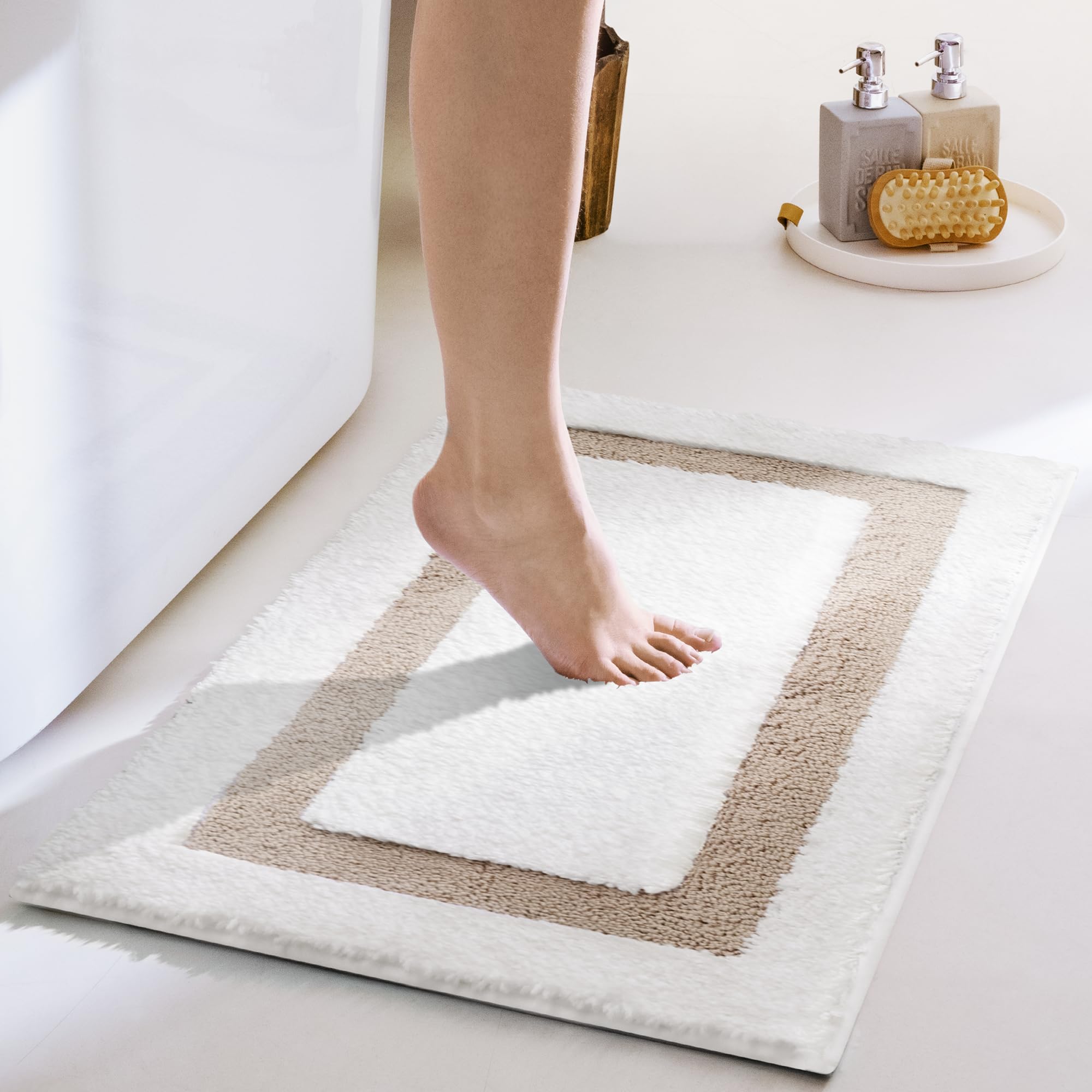GRANNY SAYS Gray Bathroom Rugs, Bath Mats for Bathroom Non-Slip, Super Soft and Water Absorbent, Microfiber Bath Rugs, Machine Wash Dry, Bath Rugs for Floor, Tub and Shower, 16" x 24"