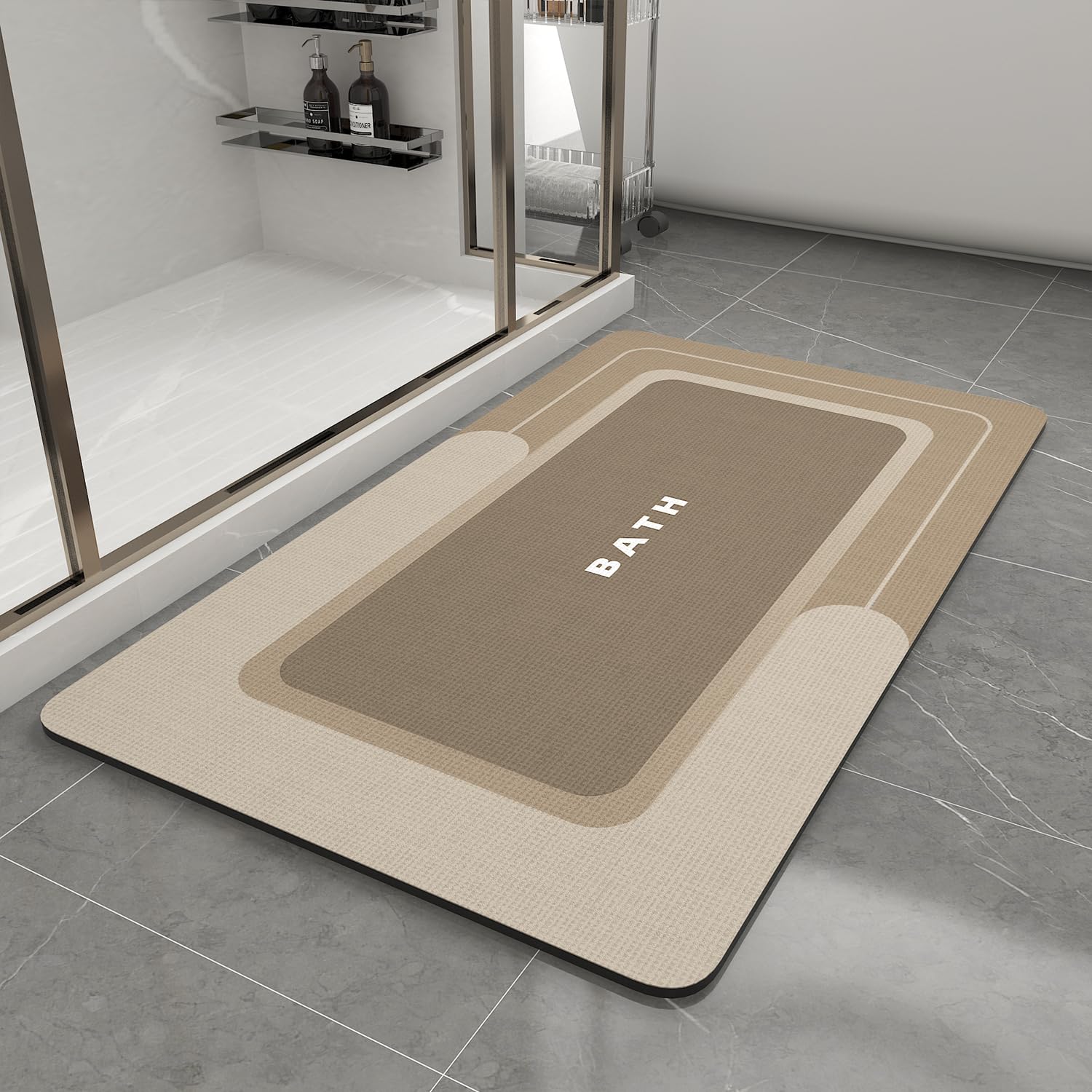 MontVoo-Bath Mat-Bathroom Mat Rug Non Slip Super Absorbent Stain Resistant Quick Dry Thin Bath Rug-Bath Mats for Bathroom Floor Bathtub Vanity-Bathmat Bath Rug Easy Care-17"x27" Grey