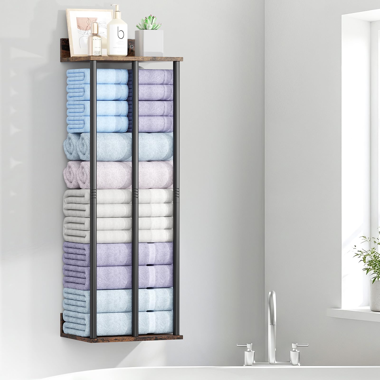 Large Capacity Three-layer Towel Racks for Bathroom Wall Mounted, Updated 3 Bar bath Towel Holder for Bathroom, Bath Towel Rack for Wall Mounted, Metal Small Bathrooms Towel Storage Rack, Balck