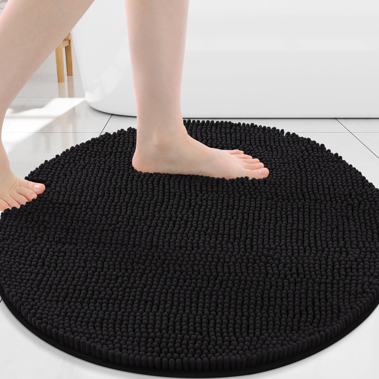 Arotive Bathroom Rugs 30x20, Extra Soft Absorbent Shaggy Chenille Bath Rugs, Machine Washable Rubber Backing Non-Slip Bath Mats for Bathroom Floor Tub and Shower, Home Decor Accessories, Grey