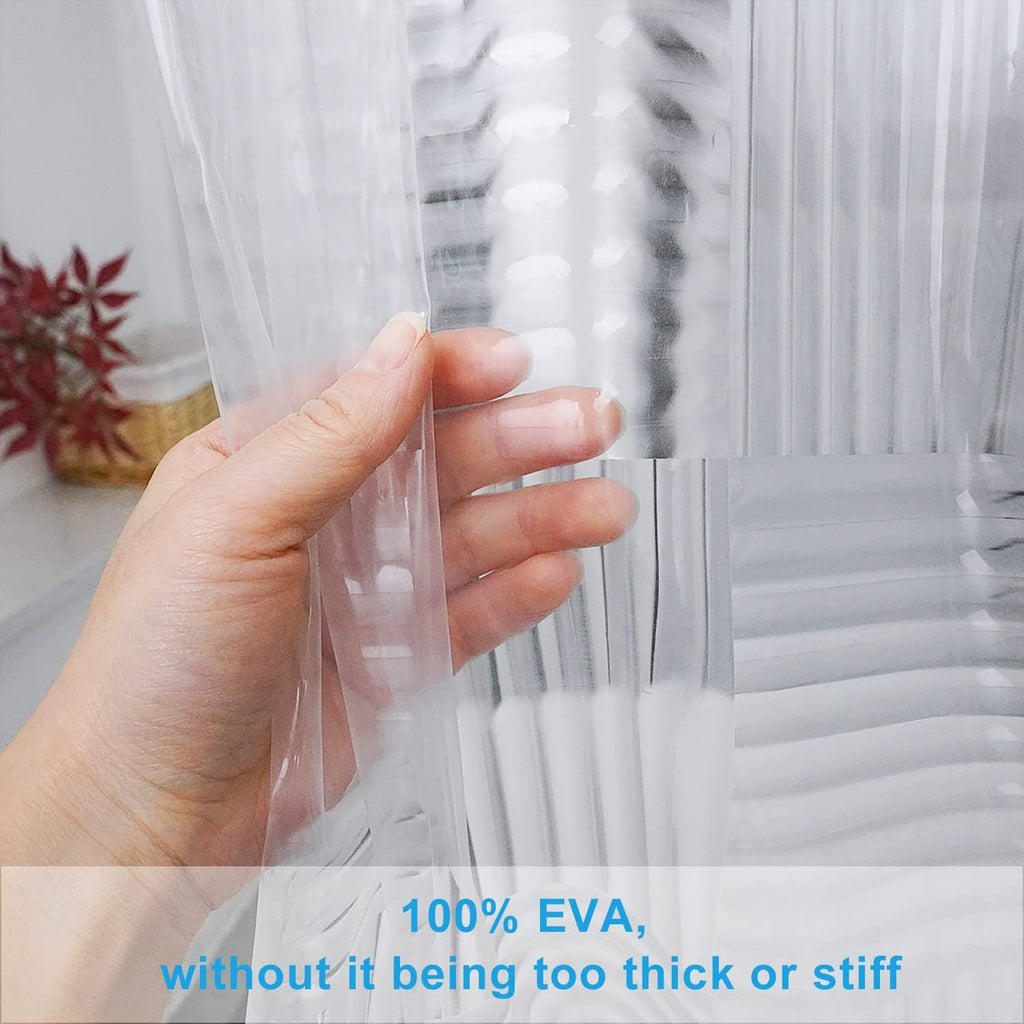 EurCross EVA Clear Shower Curtain or Liner 72 x 72 inches,Transparent Heavy Duty Clear Design Shower Liner with Geometric 3D Pattern,Waterproof Shower Curtains for Bathroom with 3 Weighted Magnets
