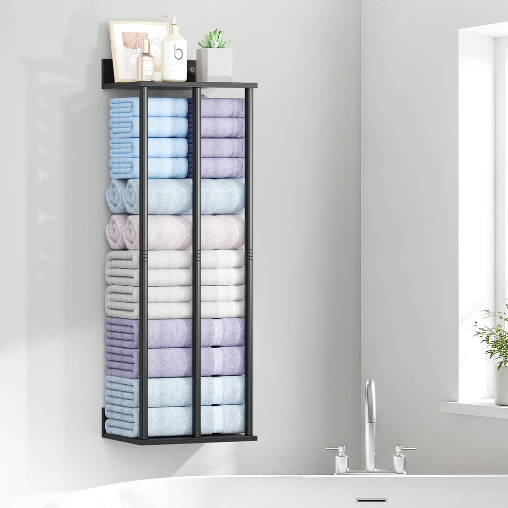 Large Capacity Three-layer Towel Racks for Bathroom Wall Mounted, Updated 3 Bar bath Towel Holder for Bathroom, Bath Towel Rack for Wall Mounted, Metal Small Bathrooms Towel Storage Rack, Balck