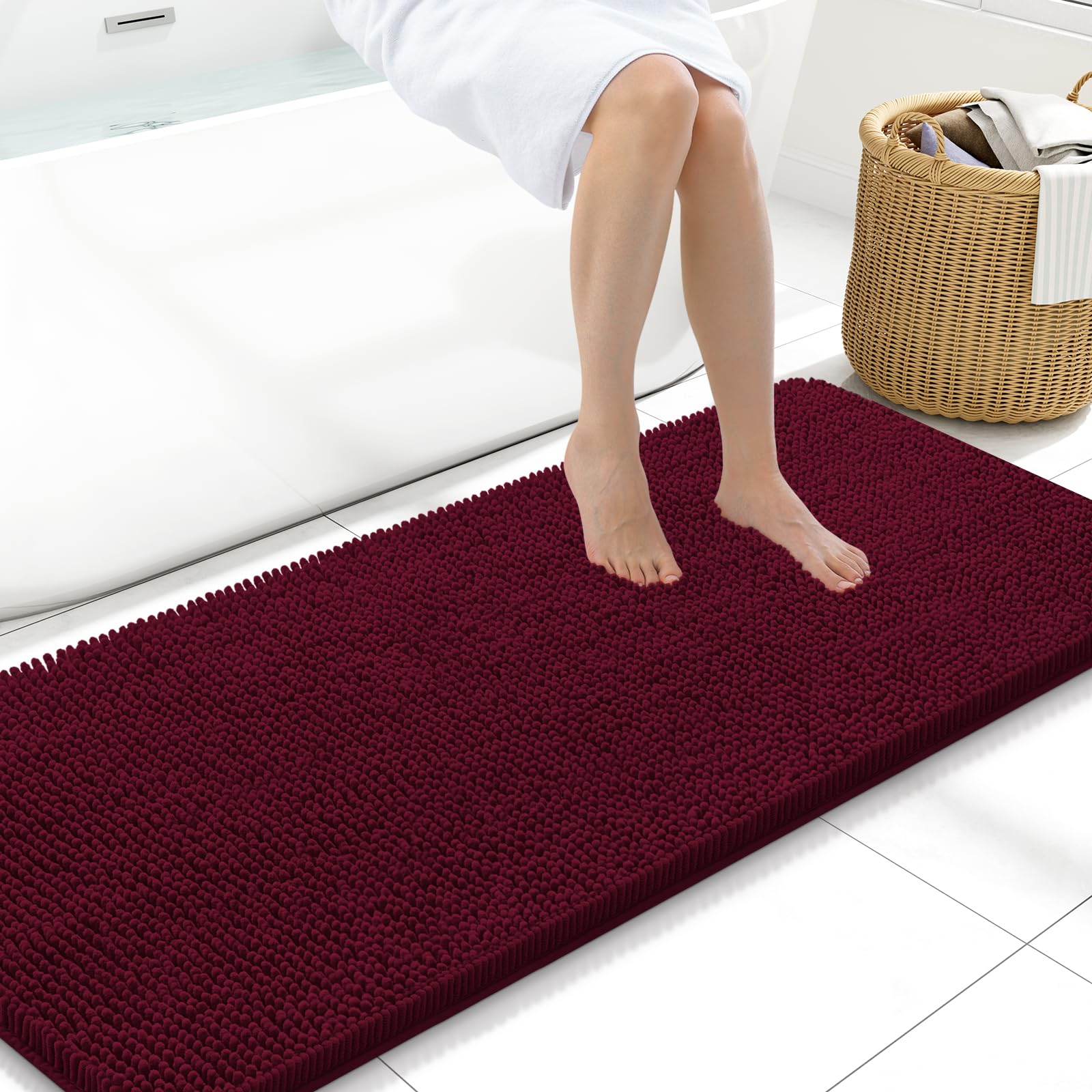 Arotive Bathroom Rugs 30x20, Extra Soft Absorbent Shaggy Chenille Bath Rugs, Machine Washable Rubber Backing Non-Slip Bath Mats for Bathroom Floor Tub and Shower, Home Decor Accessories, Grey